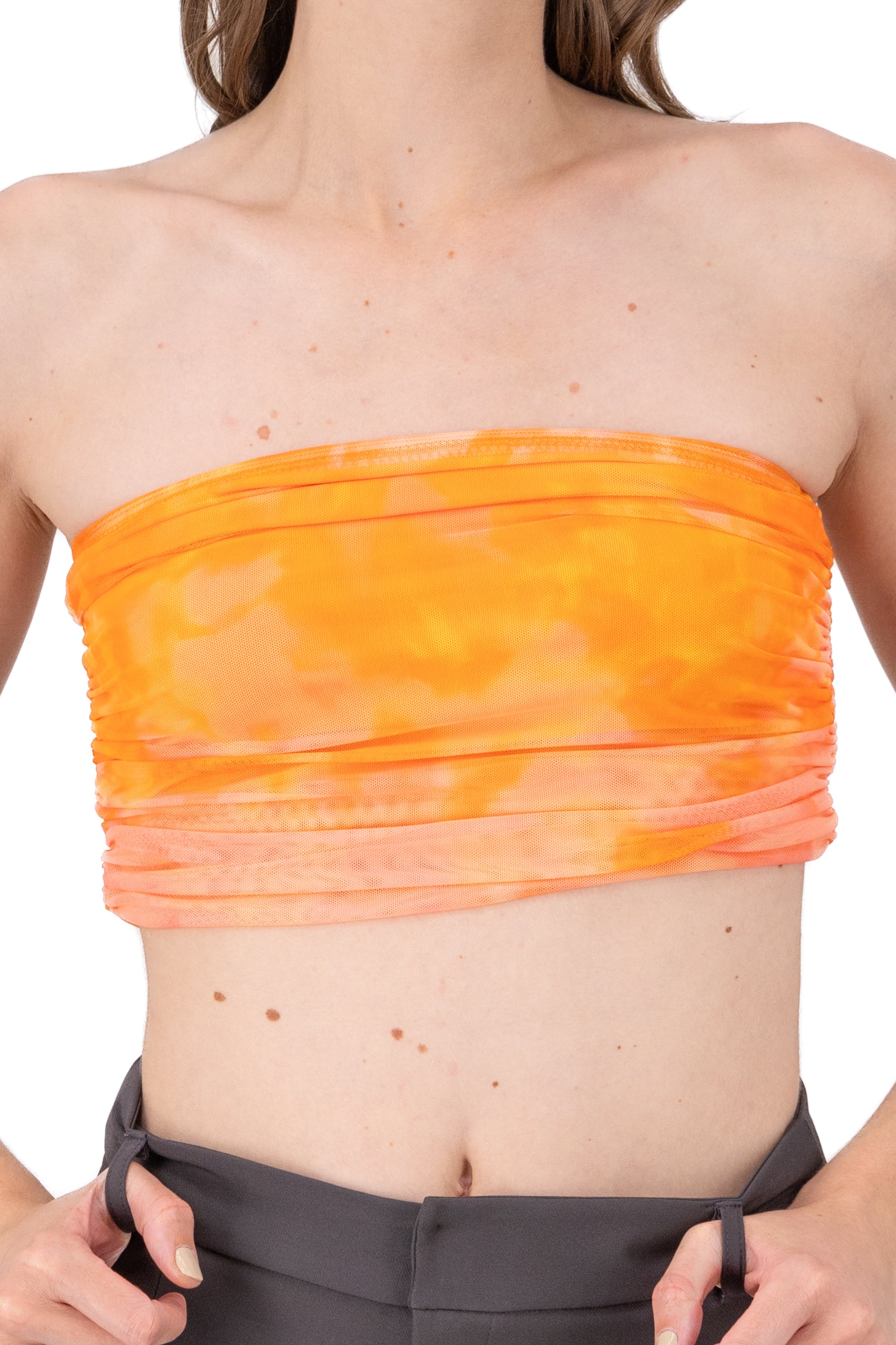 Top Strapple Drapeado Mesh ORANGE