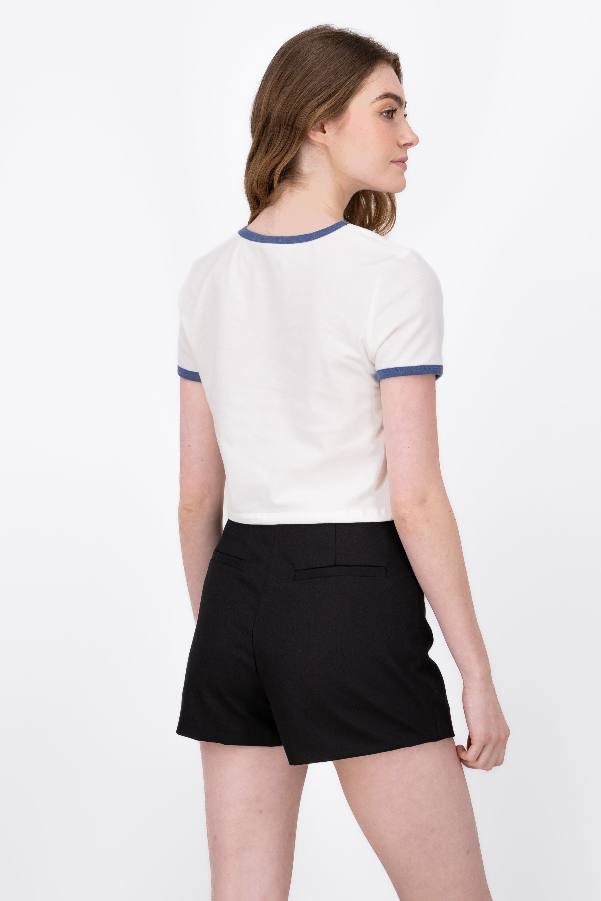 CROP Tennis Playera Contrast WHITE