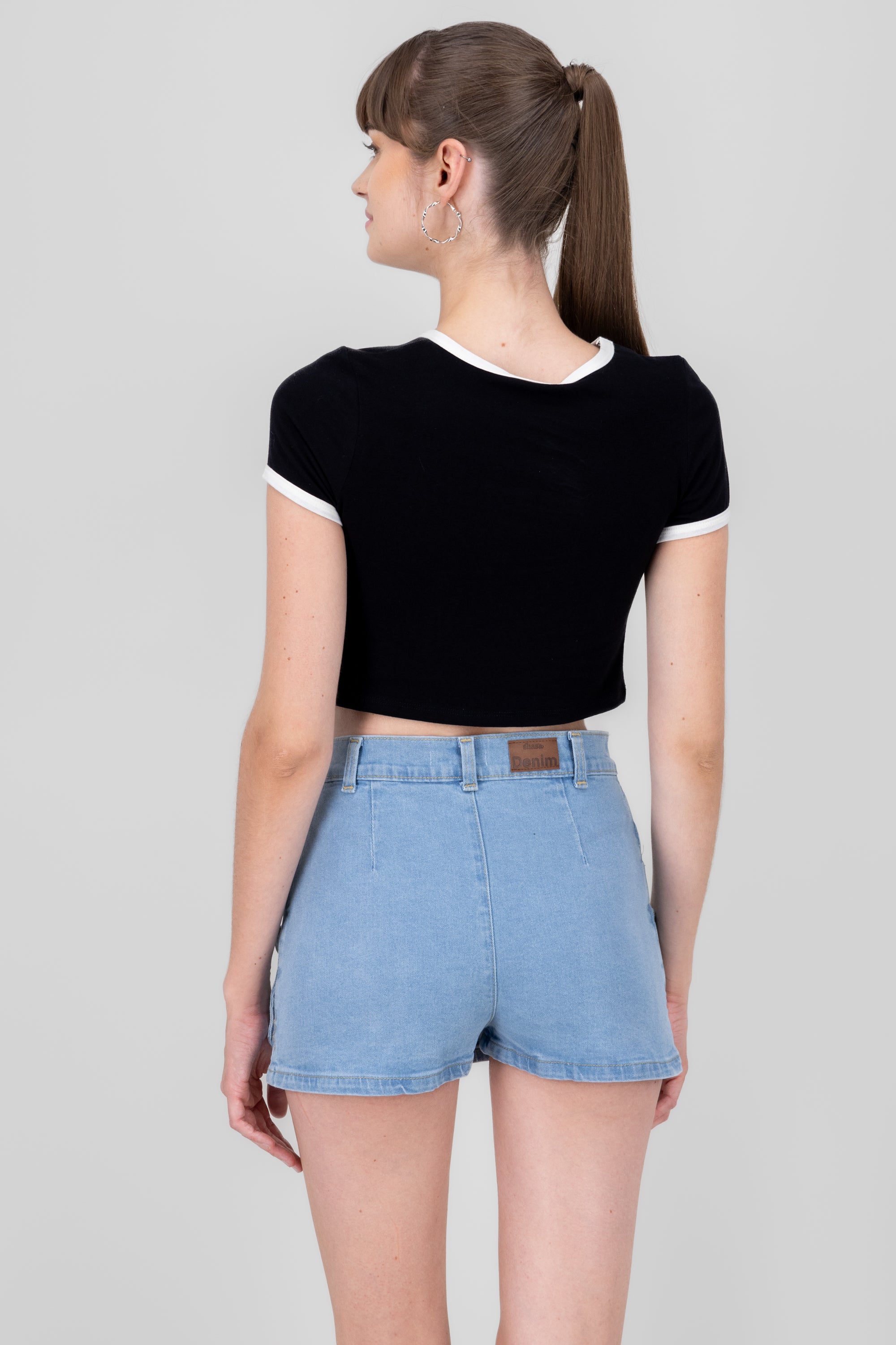 CROP Tennis Playera Contrast BLACK