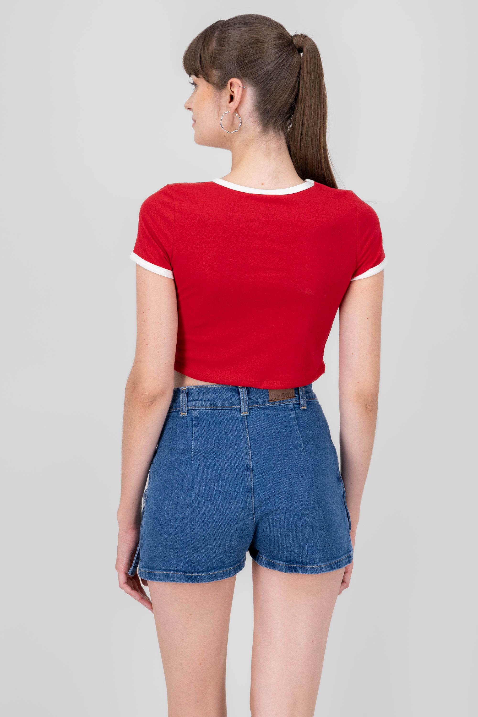 CROP Tennis Playera Contrast RED