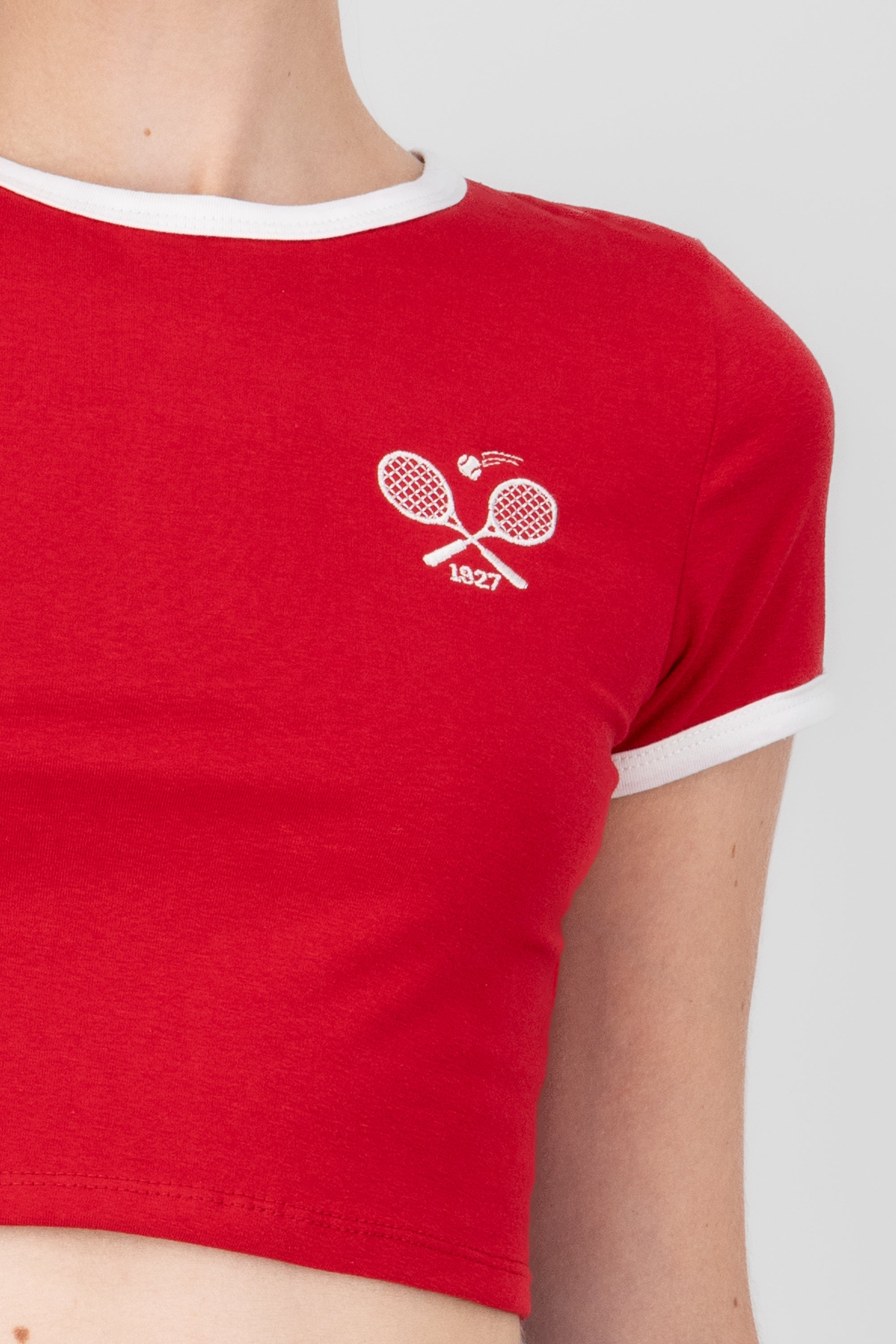 CROP Tennis Playera Contrast RED