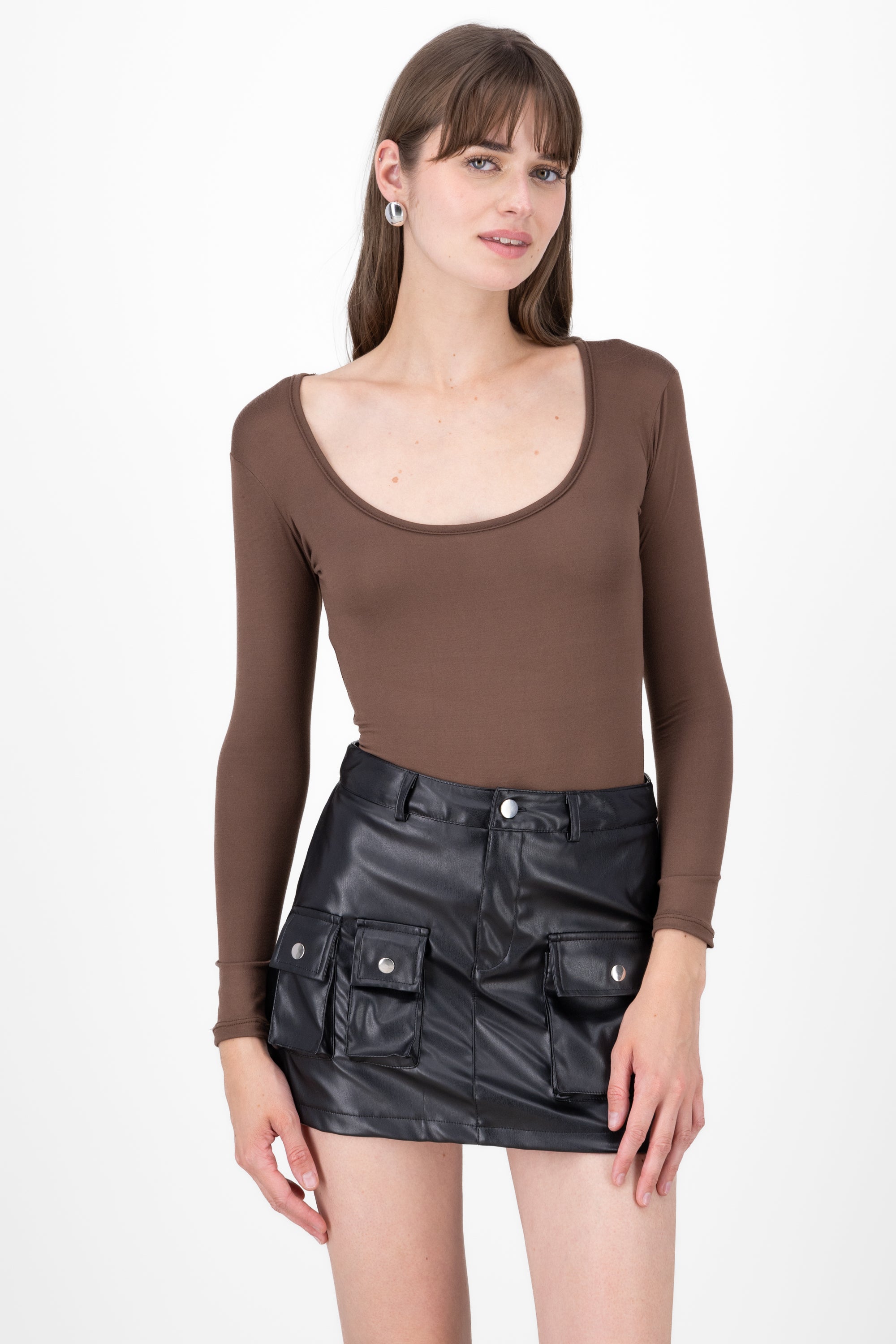 Bodysuit Smooth Scoop neck CHOCOLATE