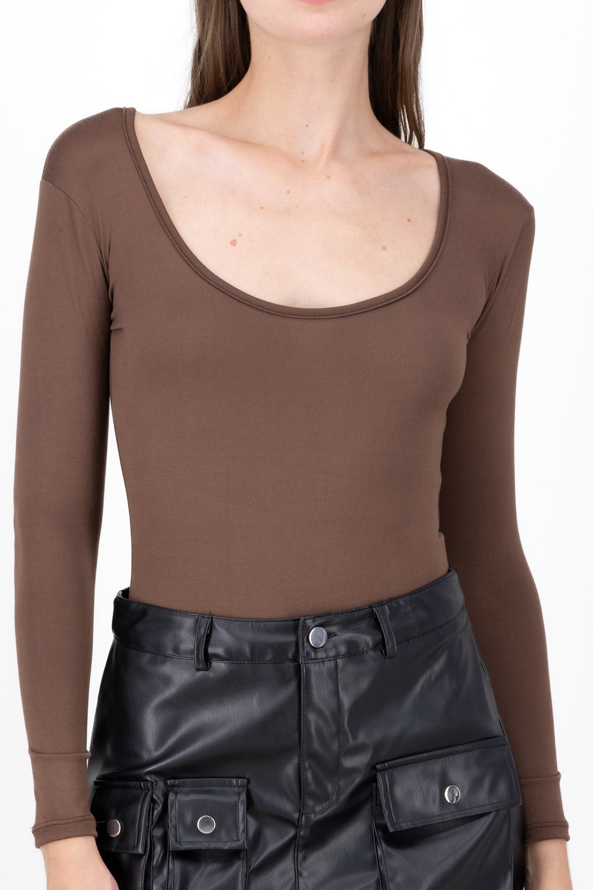 Bodysuit Smooth Scoop neck CHOCOLATE