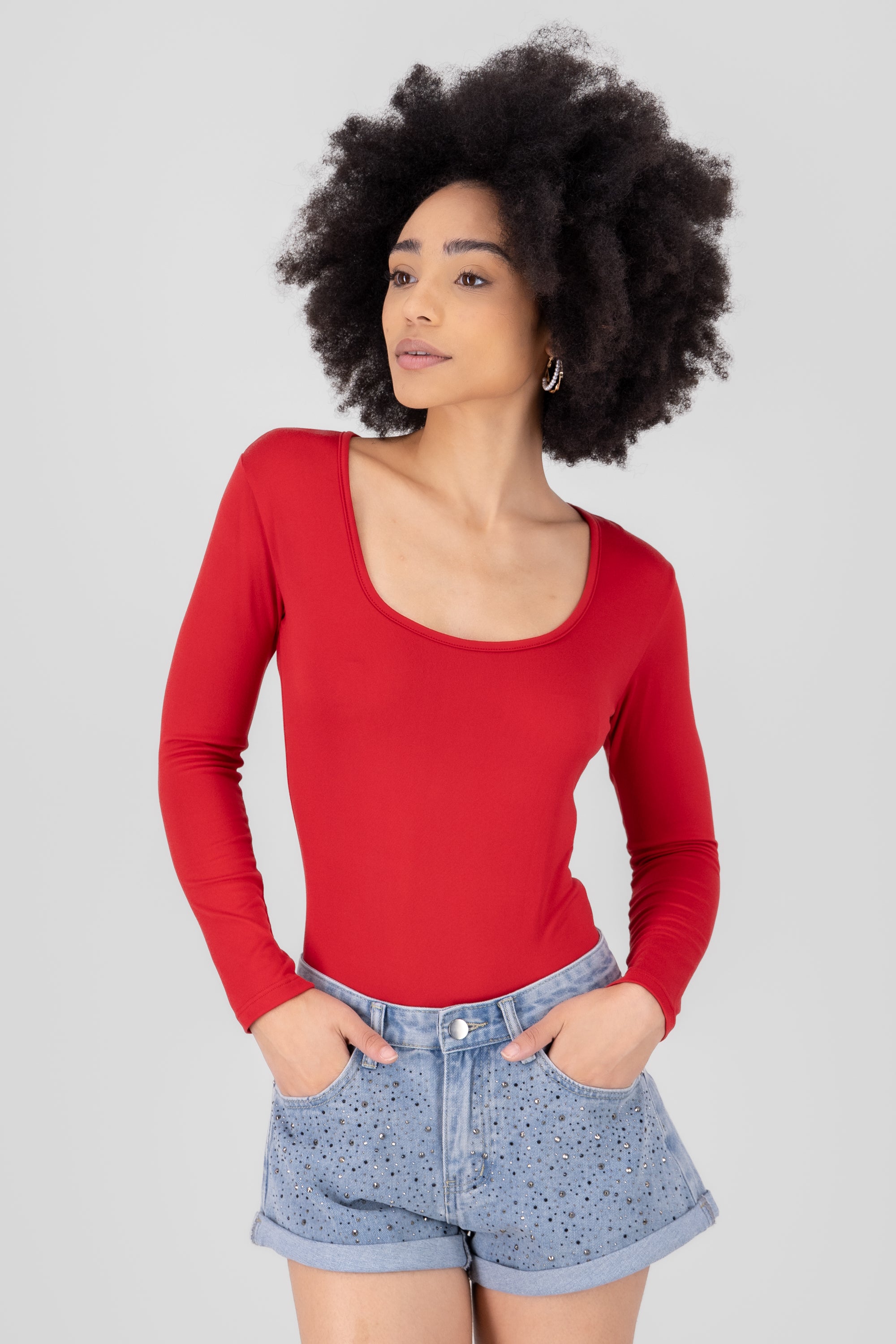 Bodysuit Smooth Scoop neck Burned red