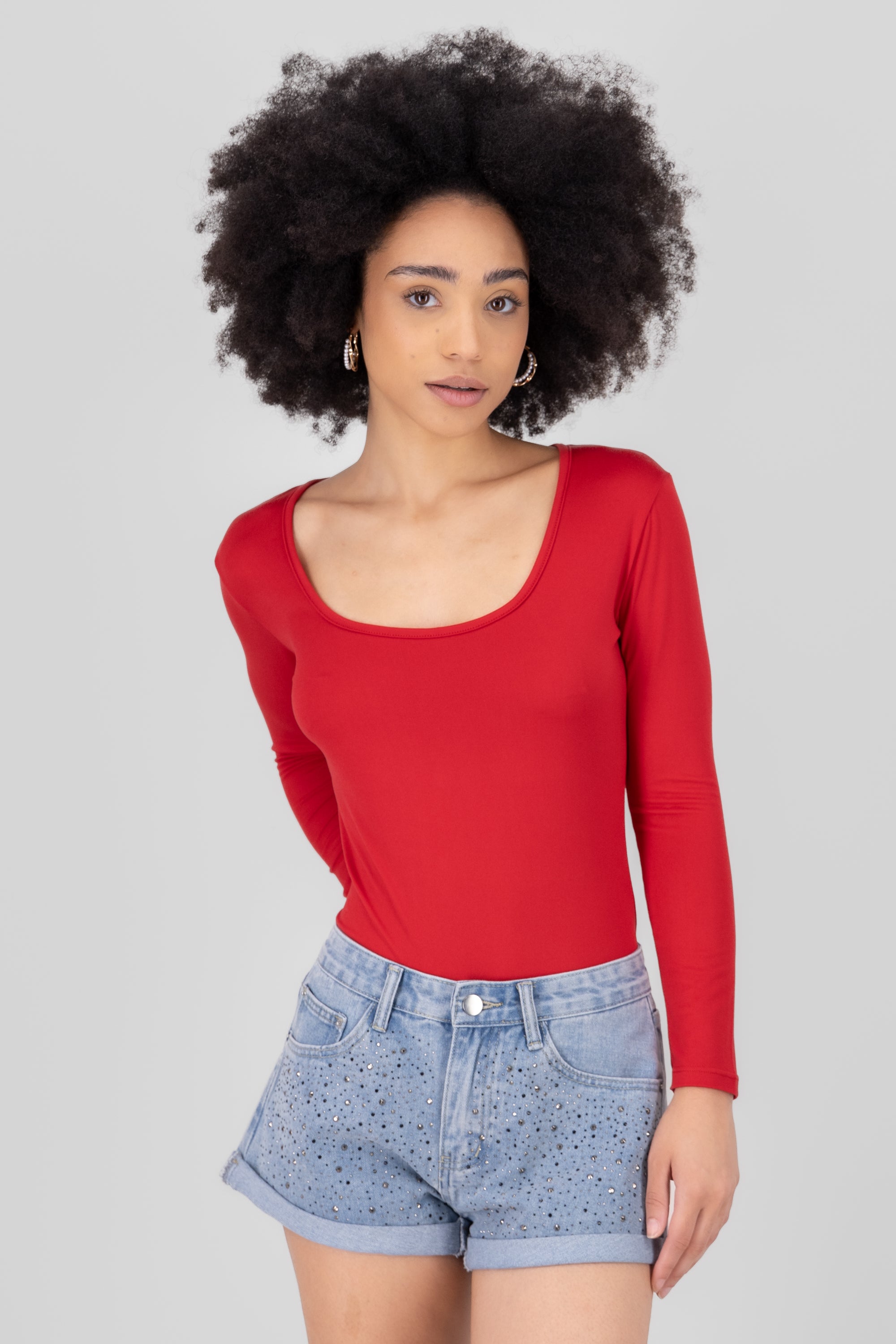 Bodysuit Smooth Scoop neck Burned red