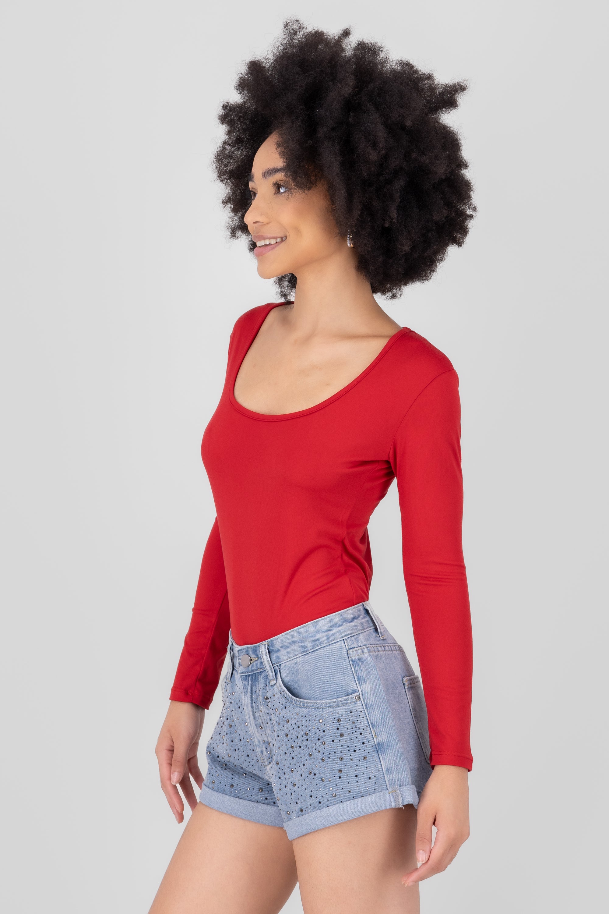 Bodysuit Smooth Scoop neck Burned red