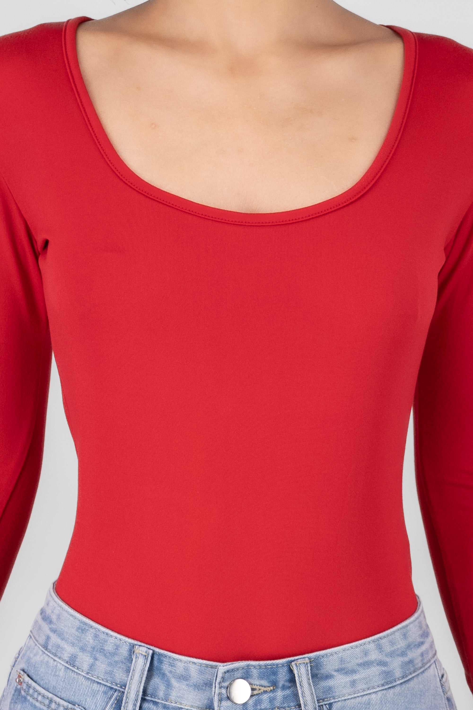 Bodysuit Smooth Scoop neck Burned red