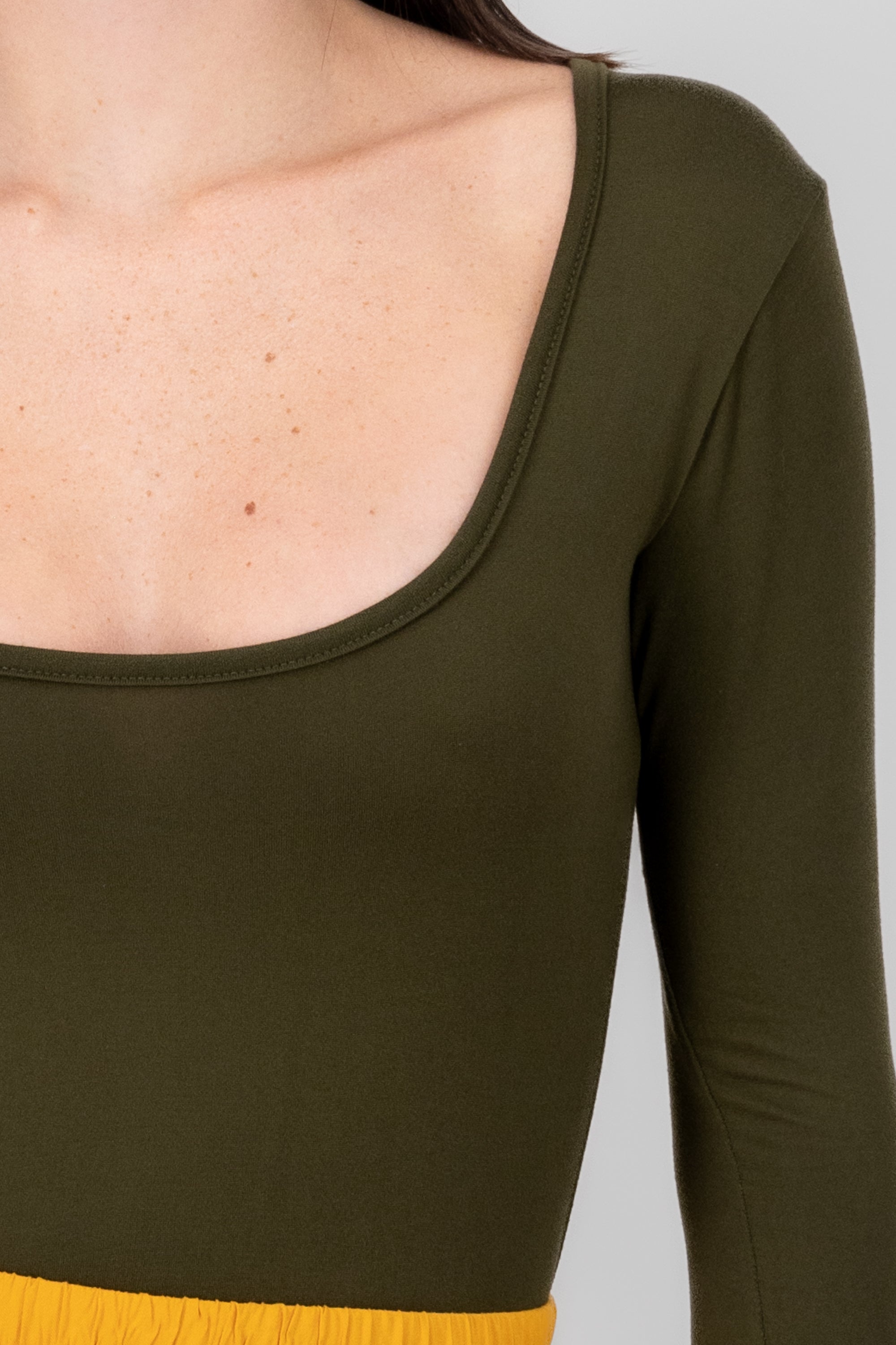 Bodysuit Smooth Scoop neck Dark green