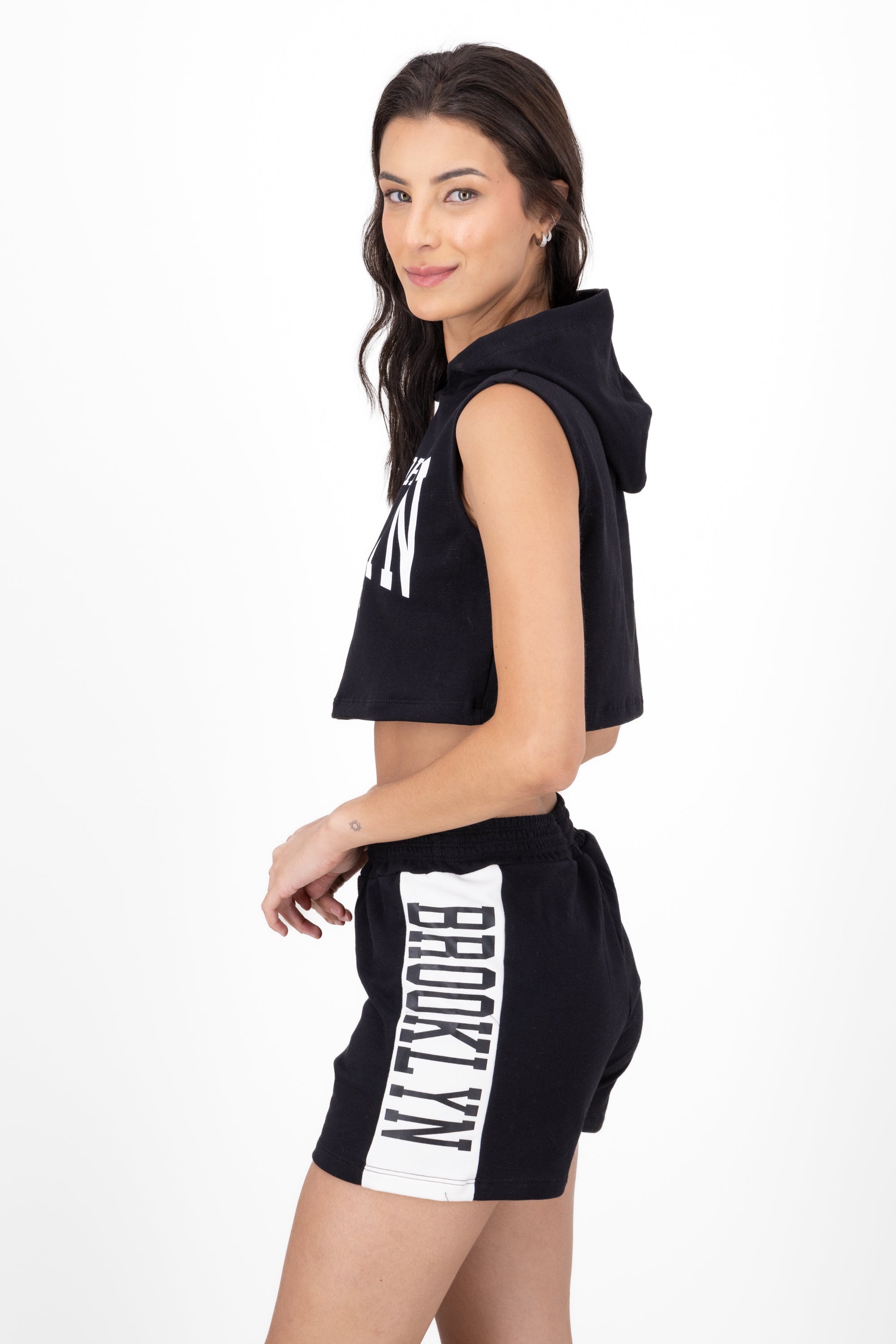 Crop Brooklyn Sleep Sweatshirt BLACK