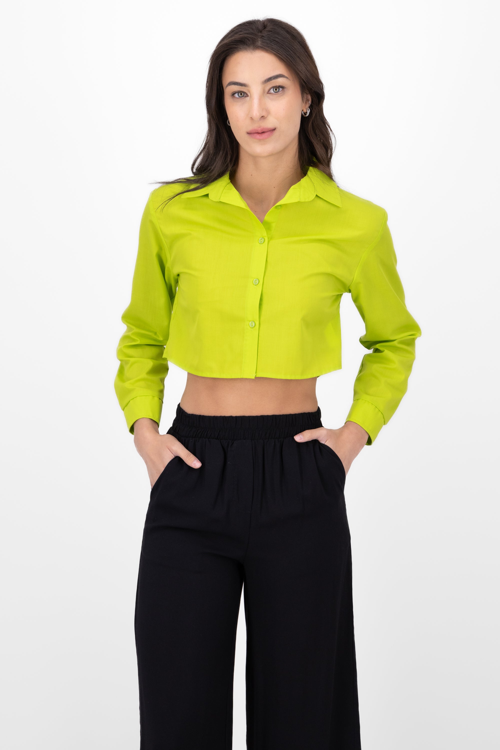 CROP shirt long sleeve APPLE GREEN