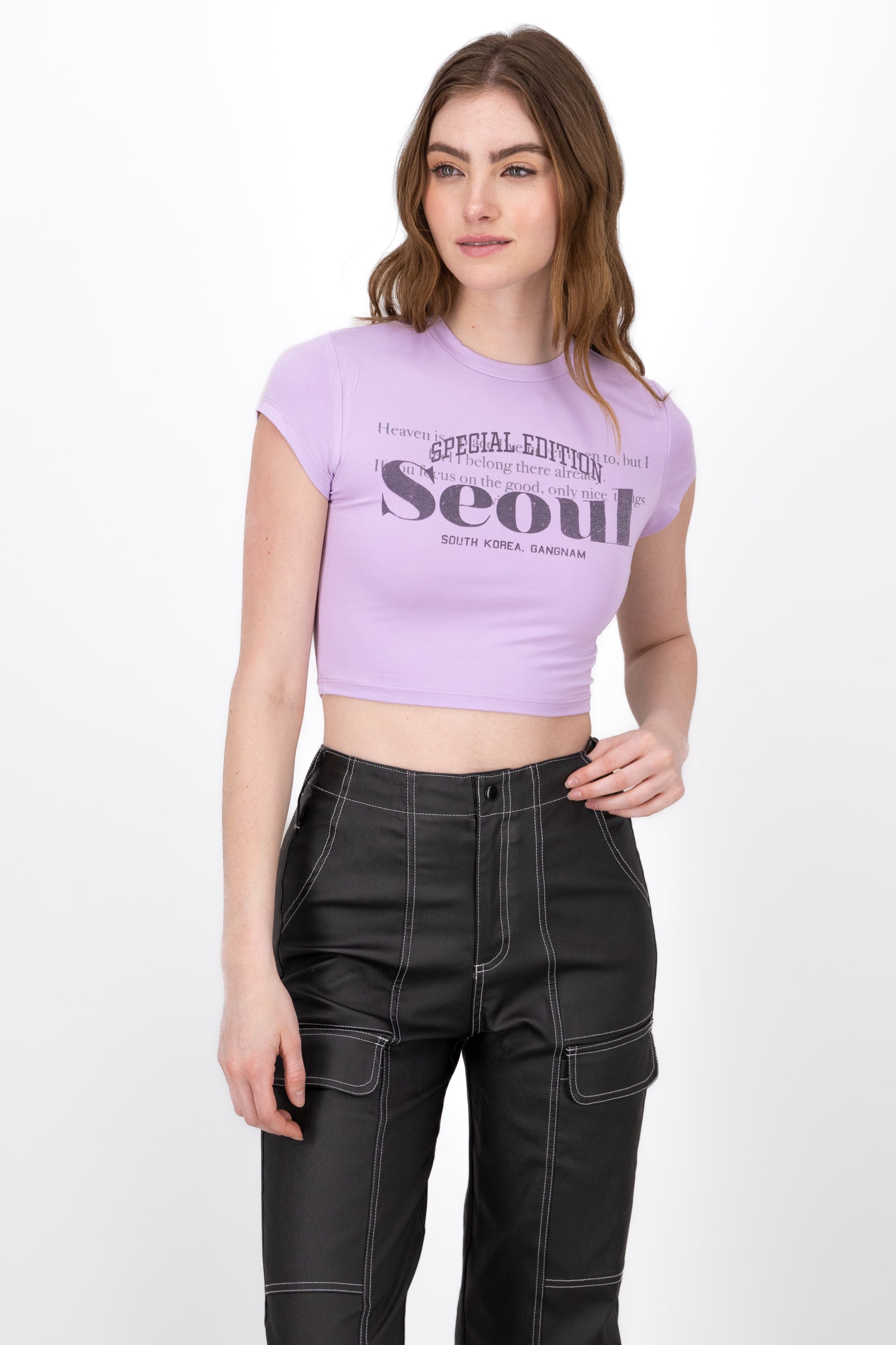 Playera Crop Seoul LILA