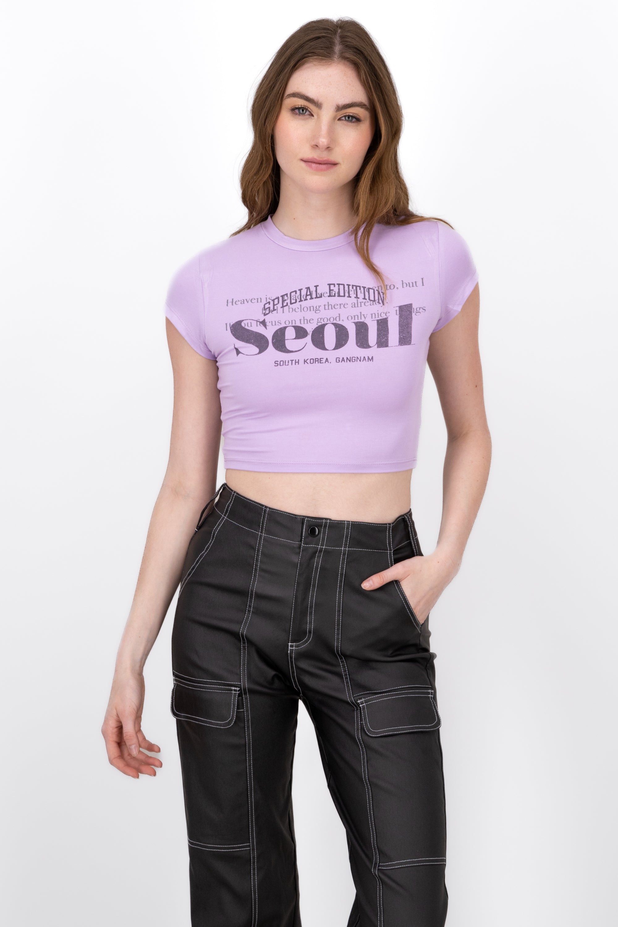 Playera Crop Seoul LILA