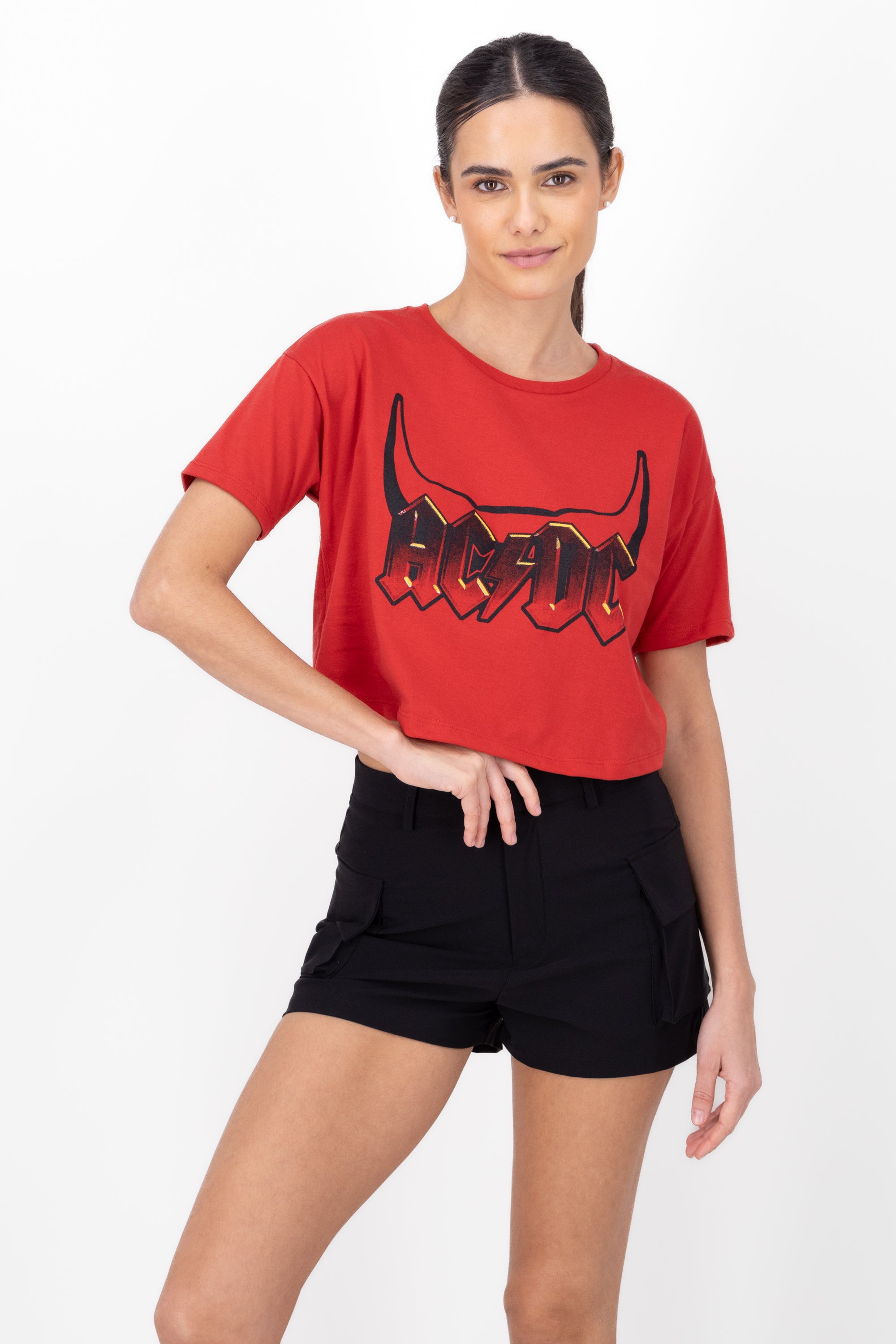 CROP ACDC horns RED