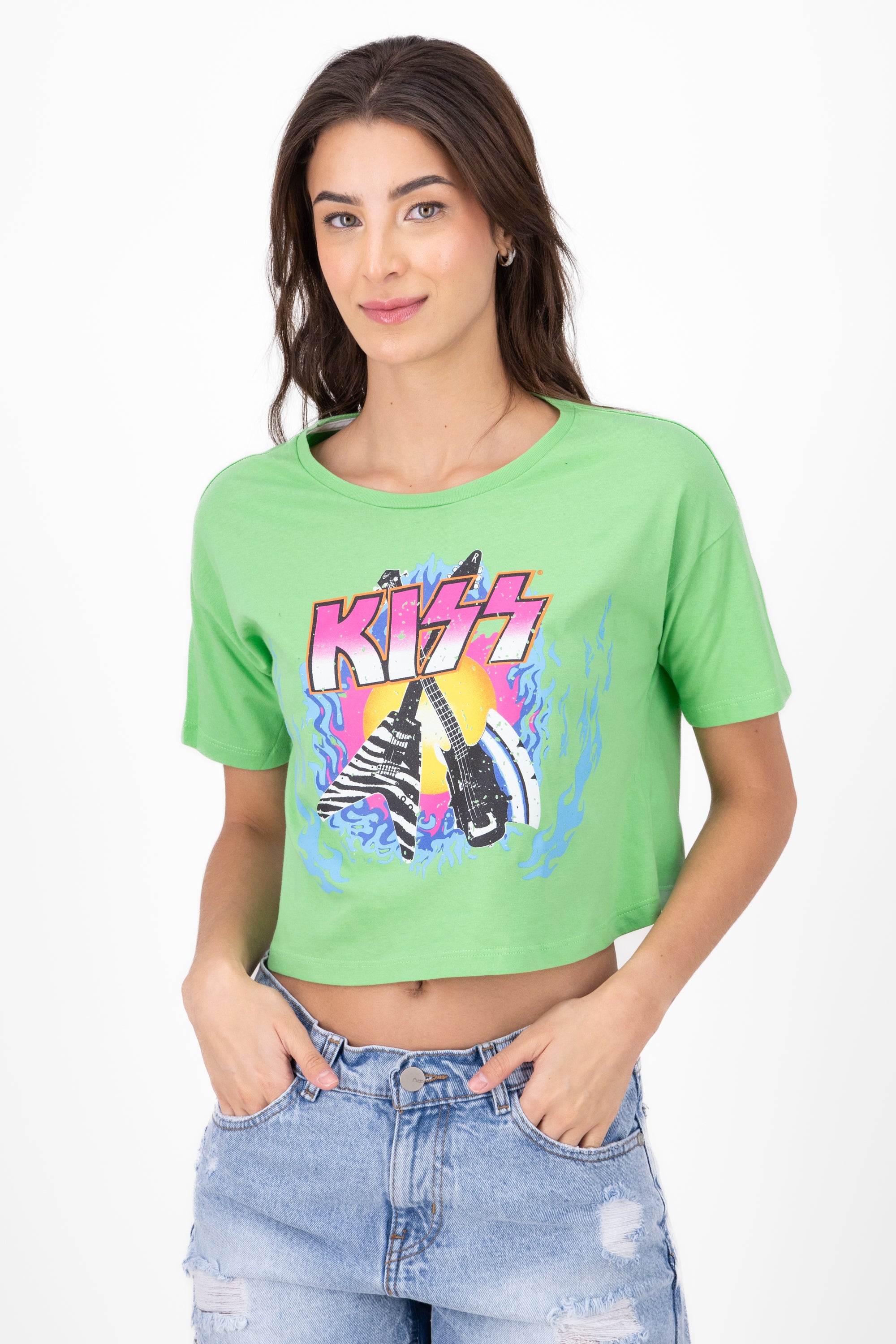 CROP KISS Guitar Short Manga Bright green