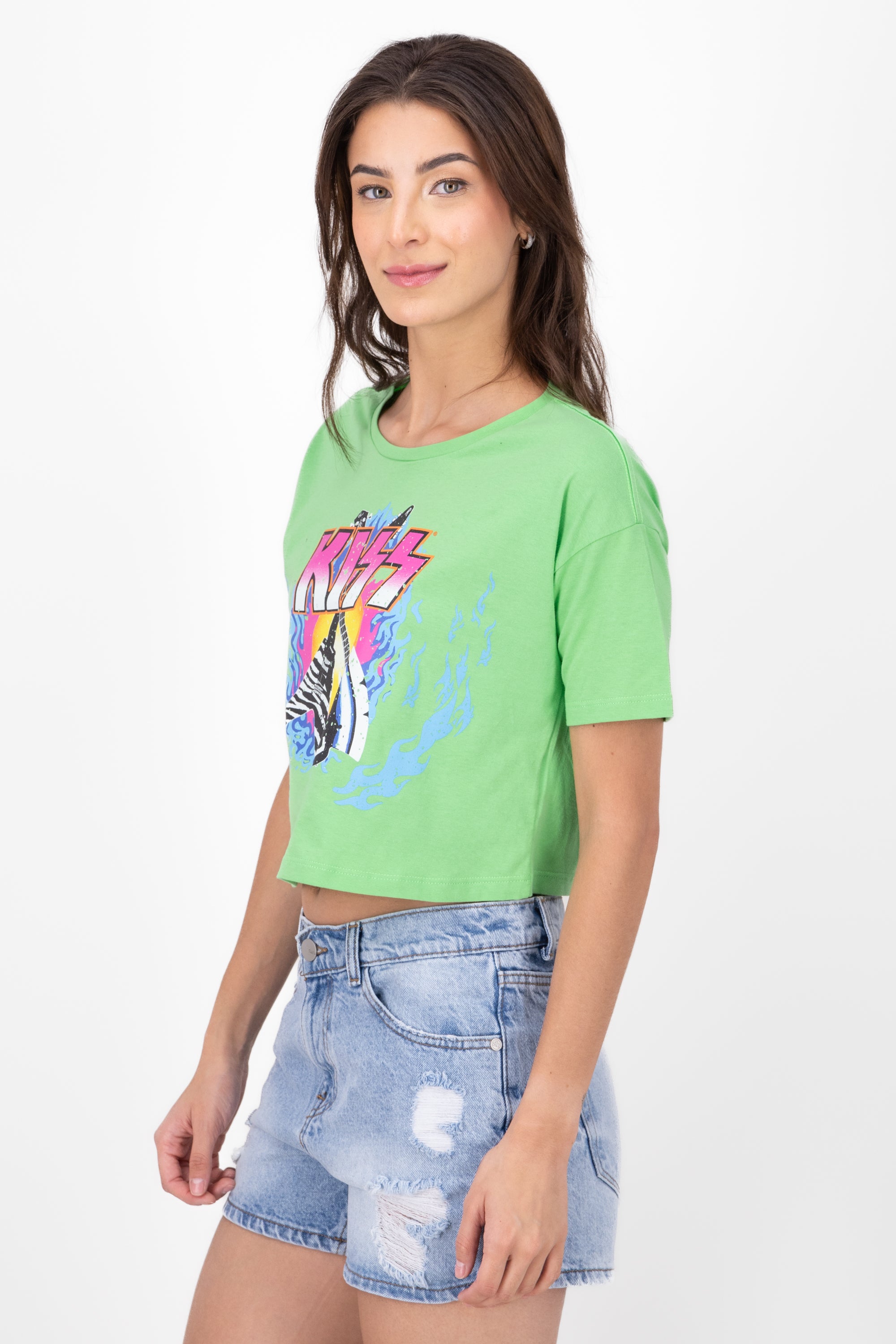 CROP KISS Guitar Short Manga Bright green