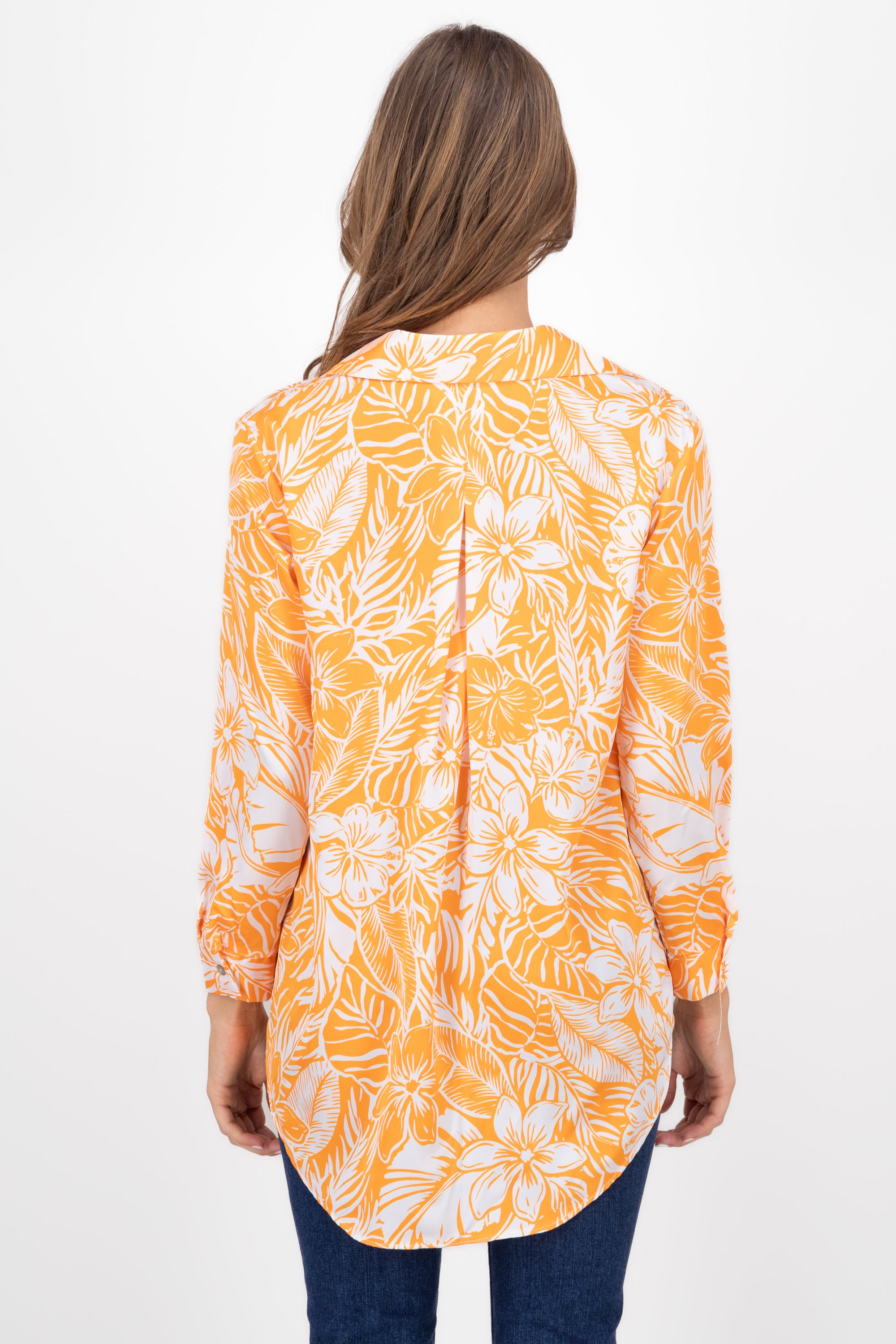 Tropical long oversize shirt Combo orange