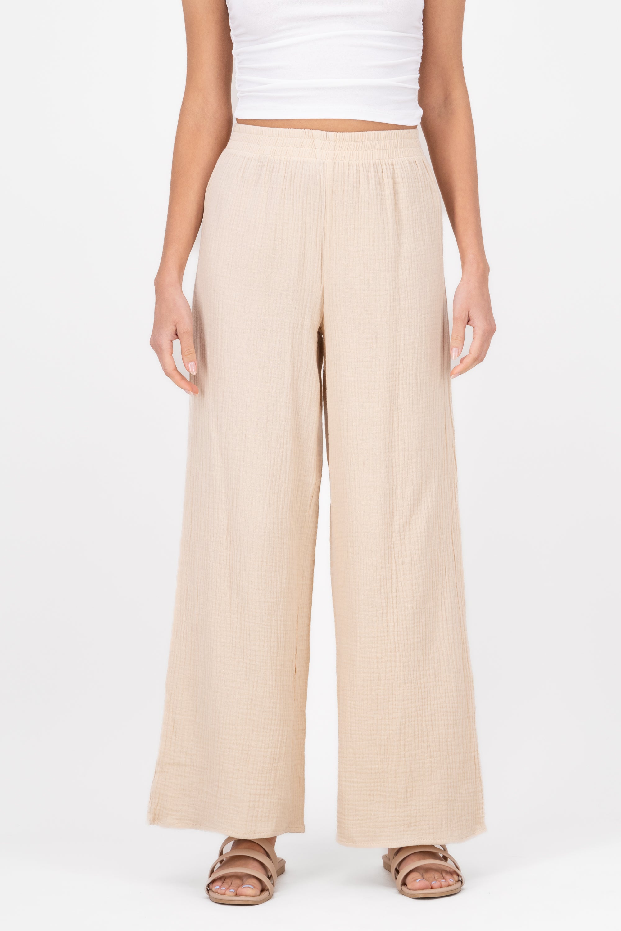 Broad texture pants BEIGE