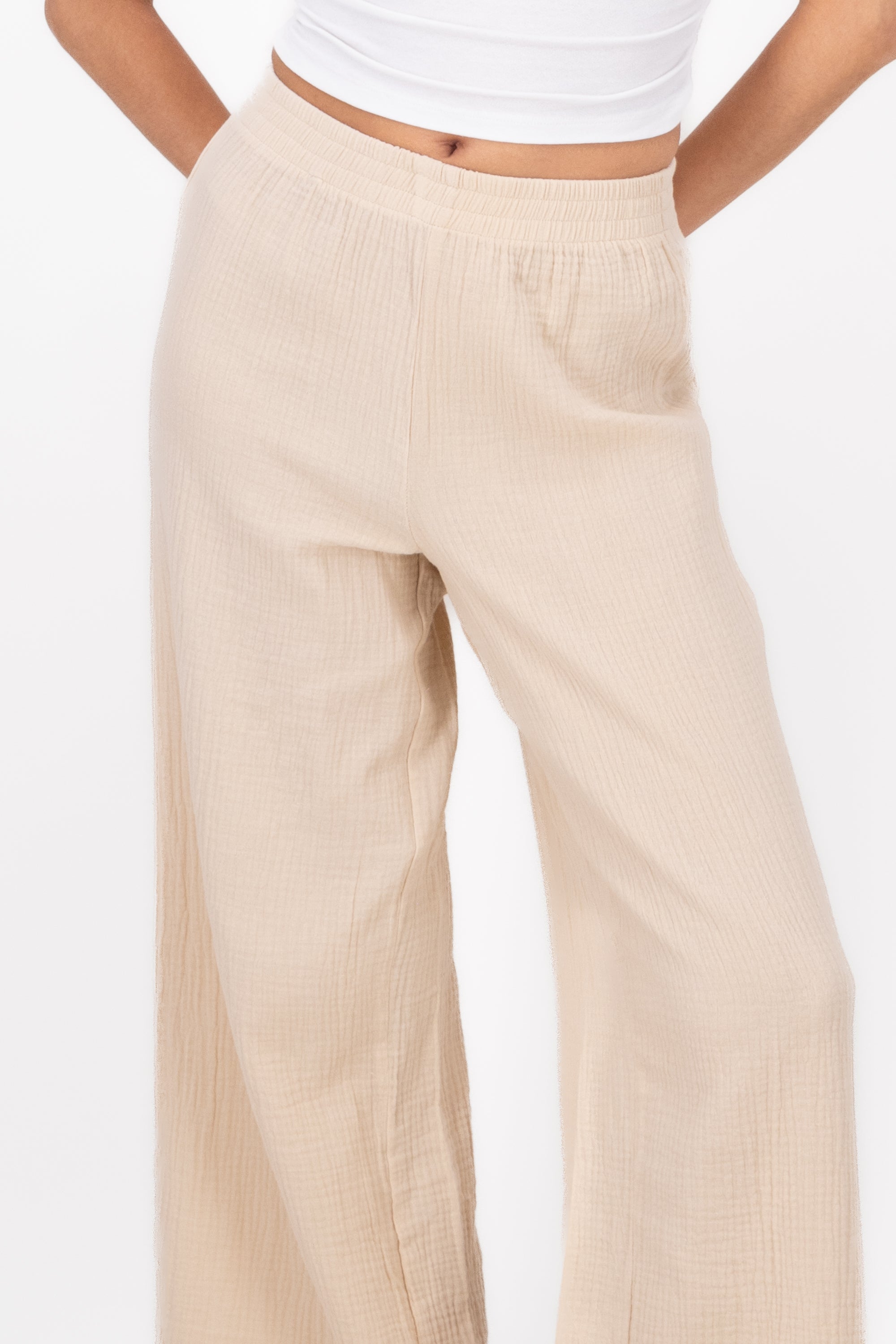 Broad texture pants BEIGE