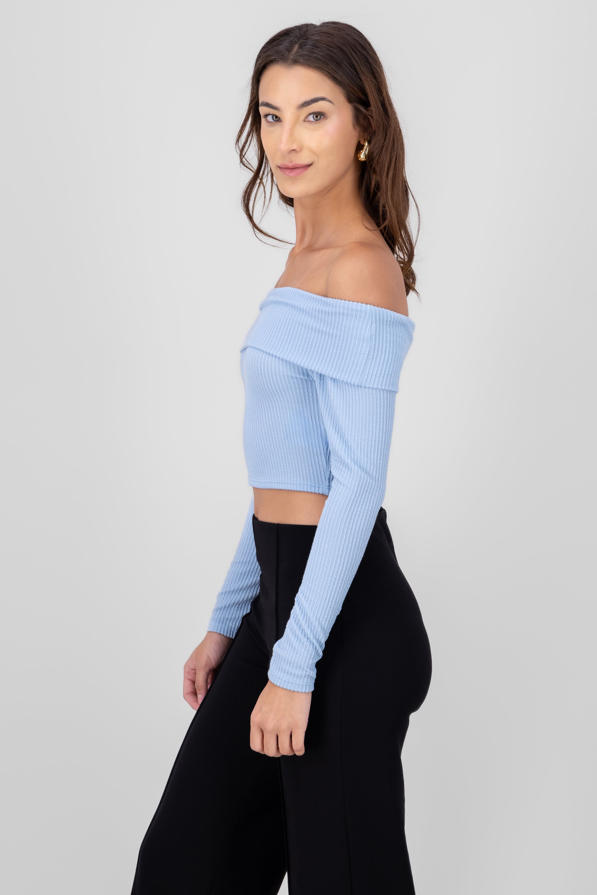 Top Shoulder TEXTURE RIB Sky blue