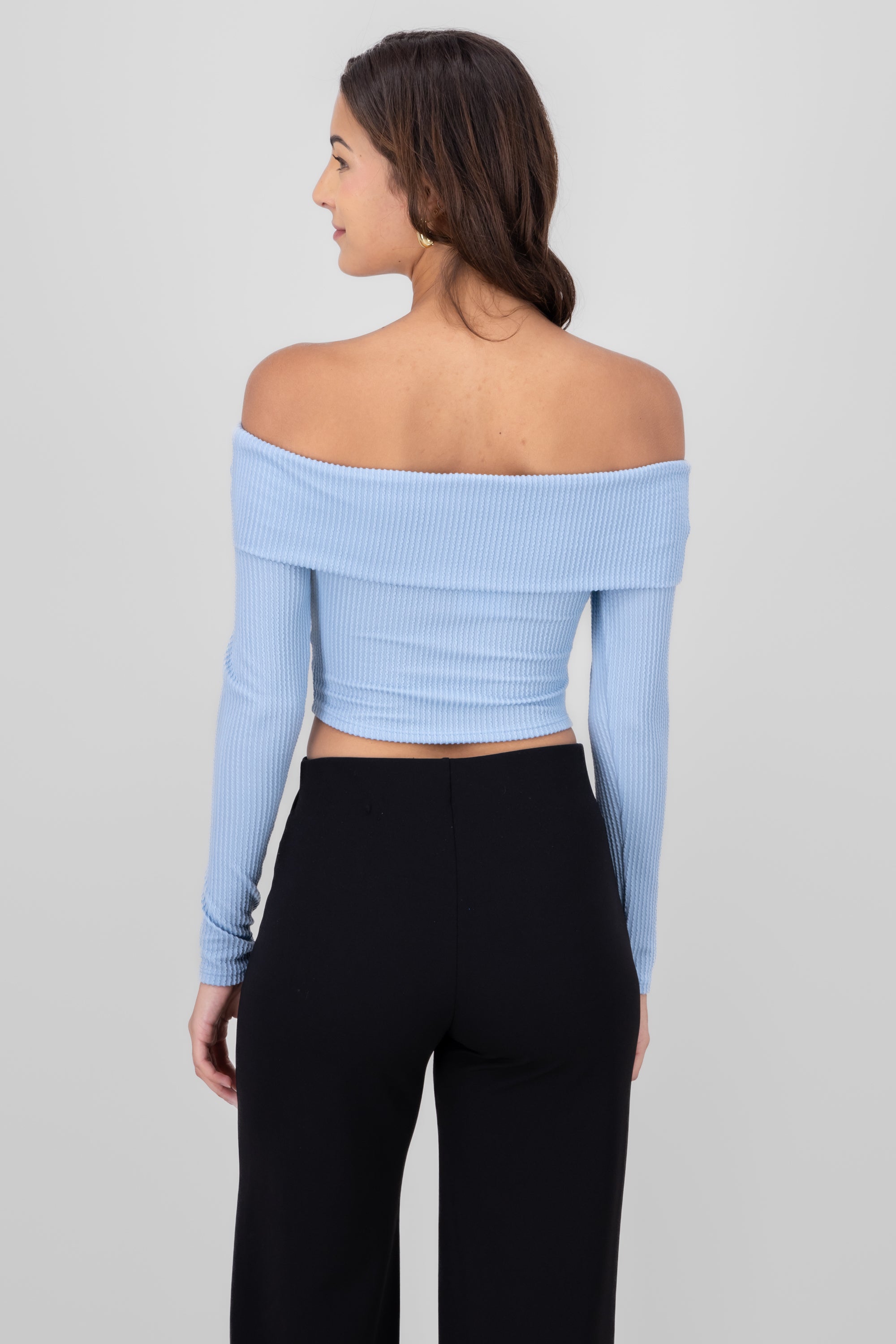 Top Shoulder TEXTURE RIB Sky blue