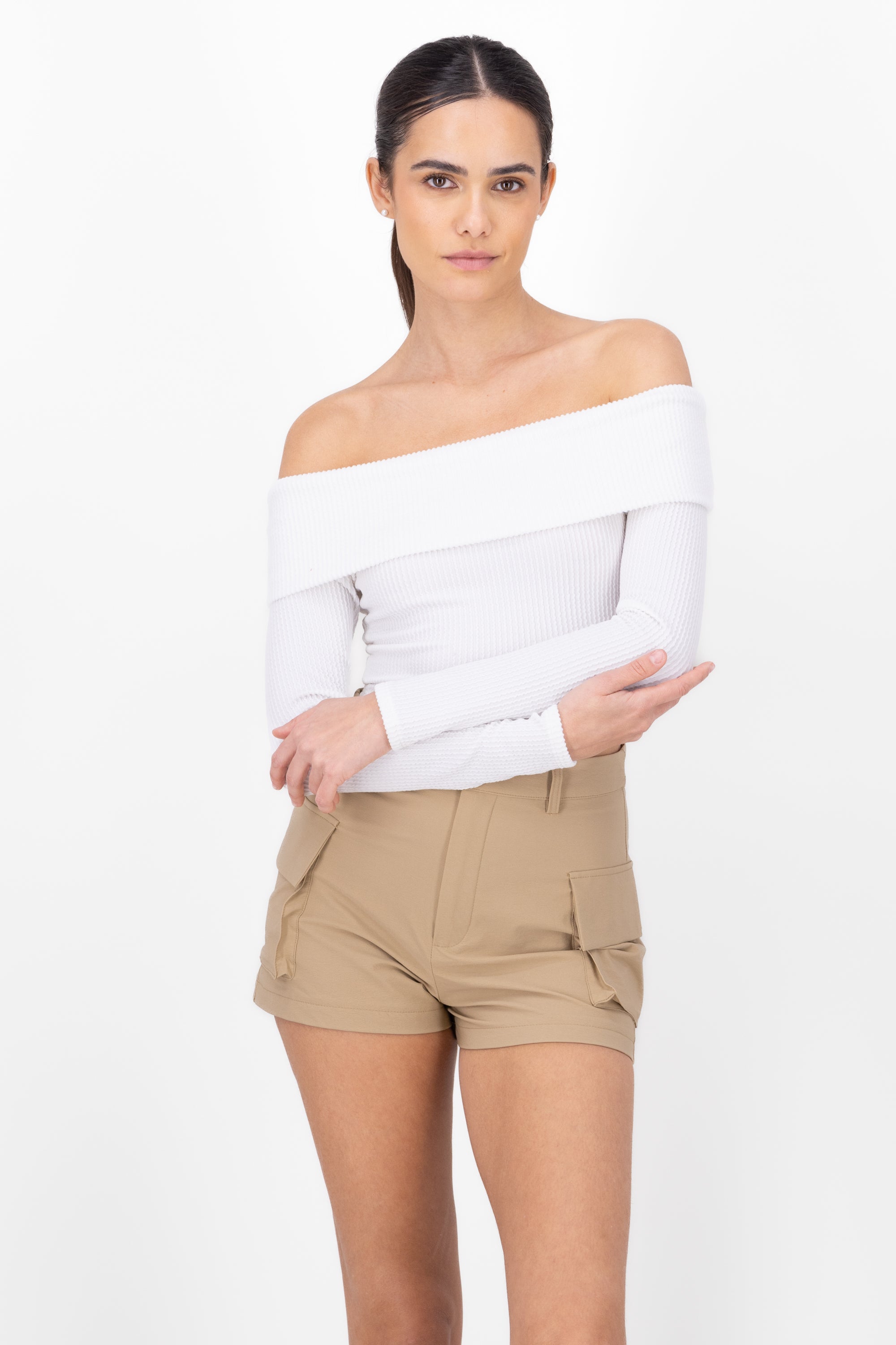 Top Shoulder TEXTURE RIB WHITE