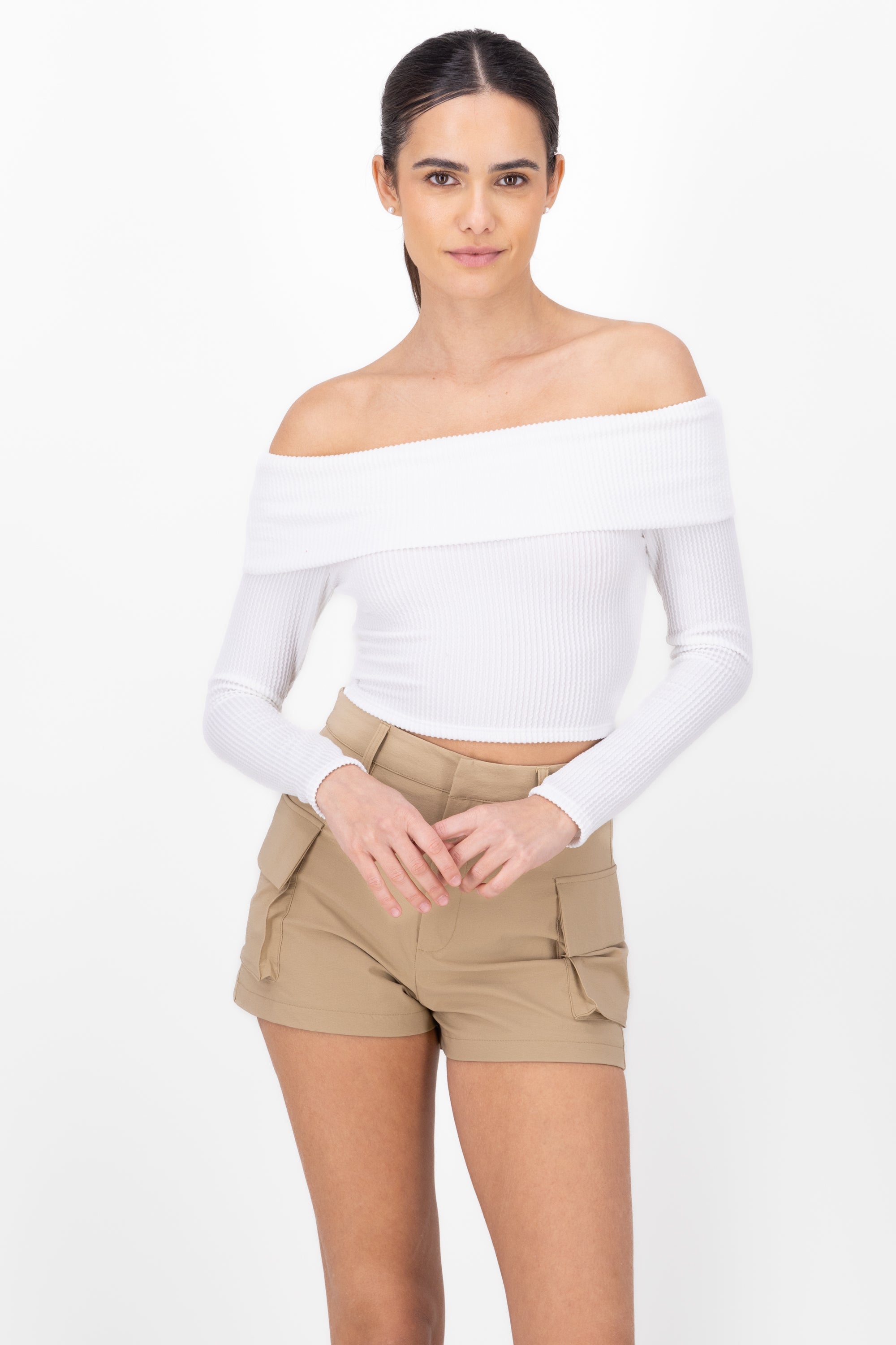 Top Shoulder TEXTURE RIB WHITE