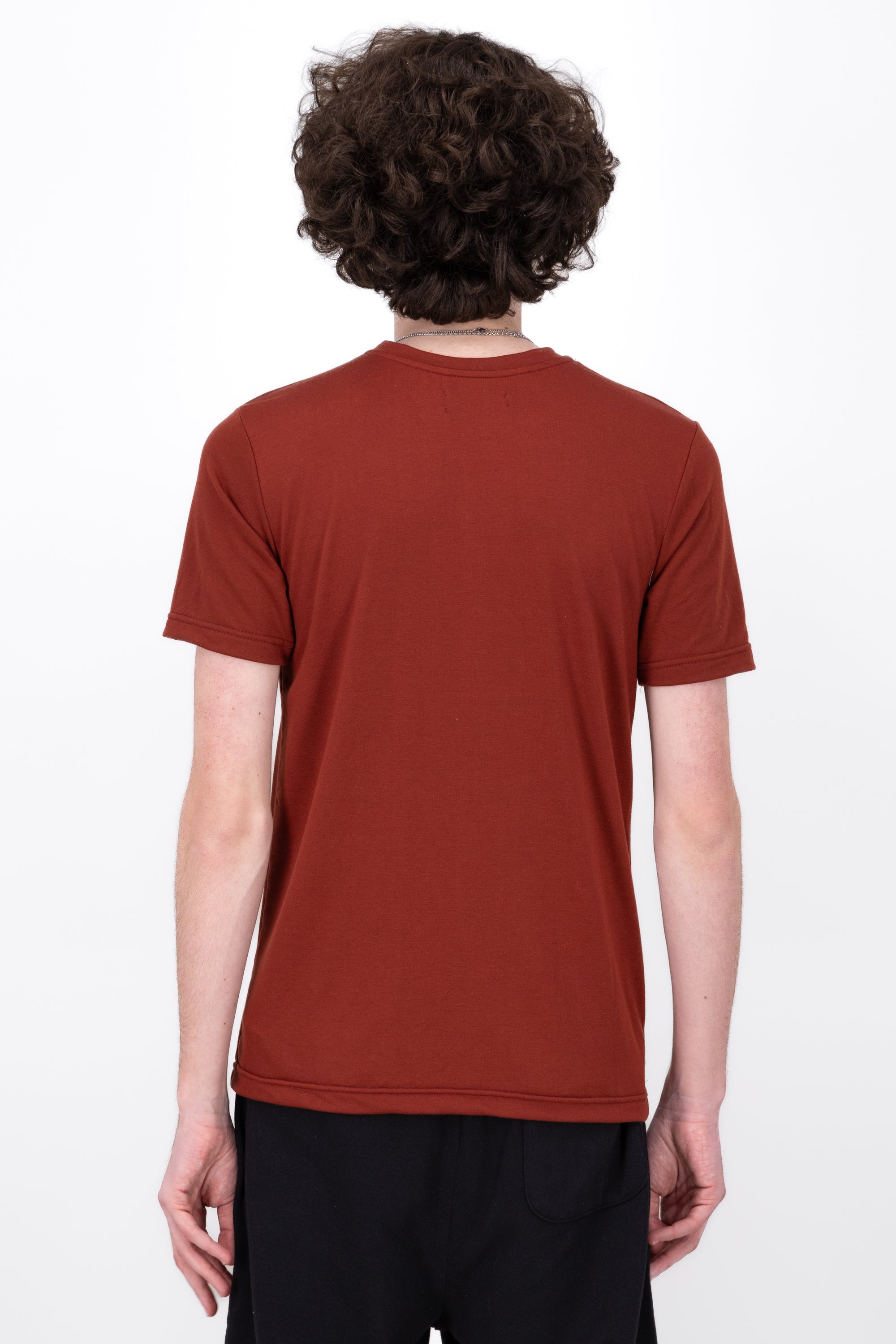 Smooth round neck shirt BRICK