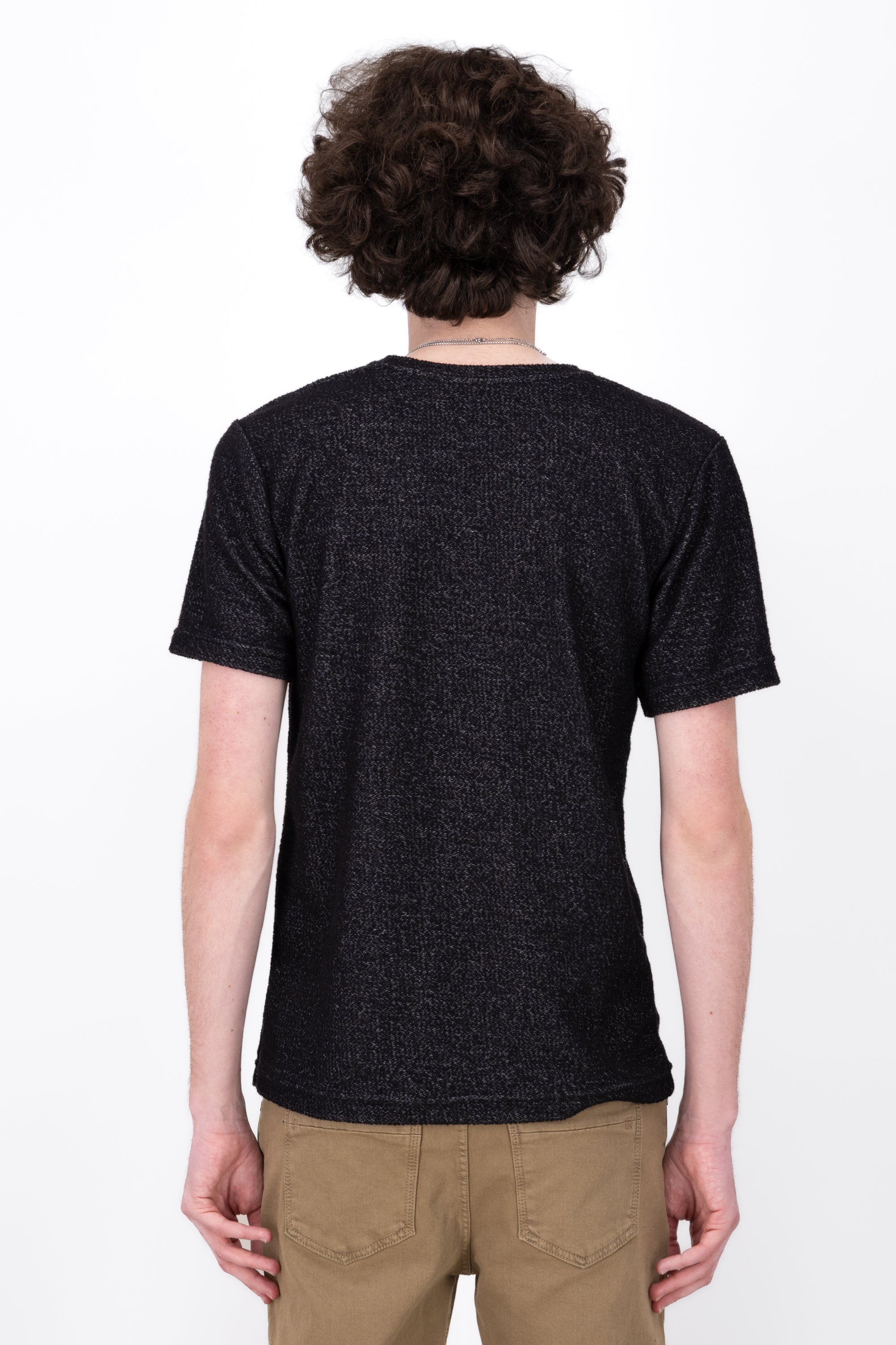 Round neck shirt Detail texture Black Combo