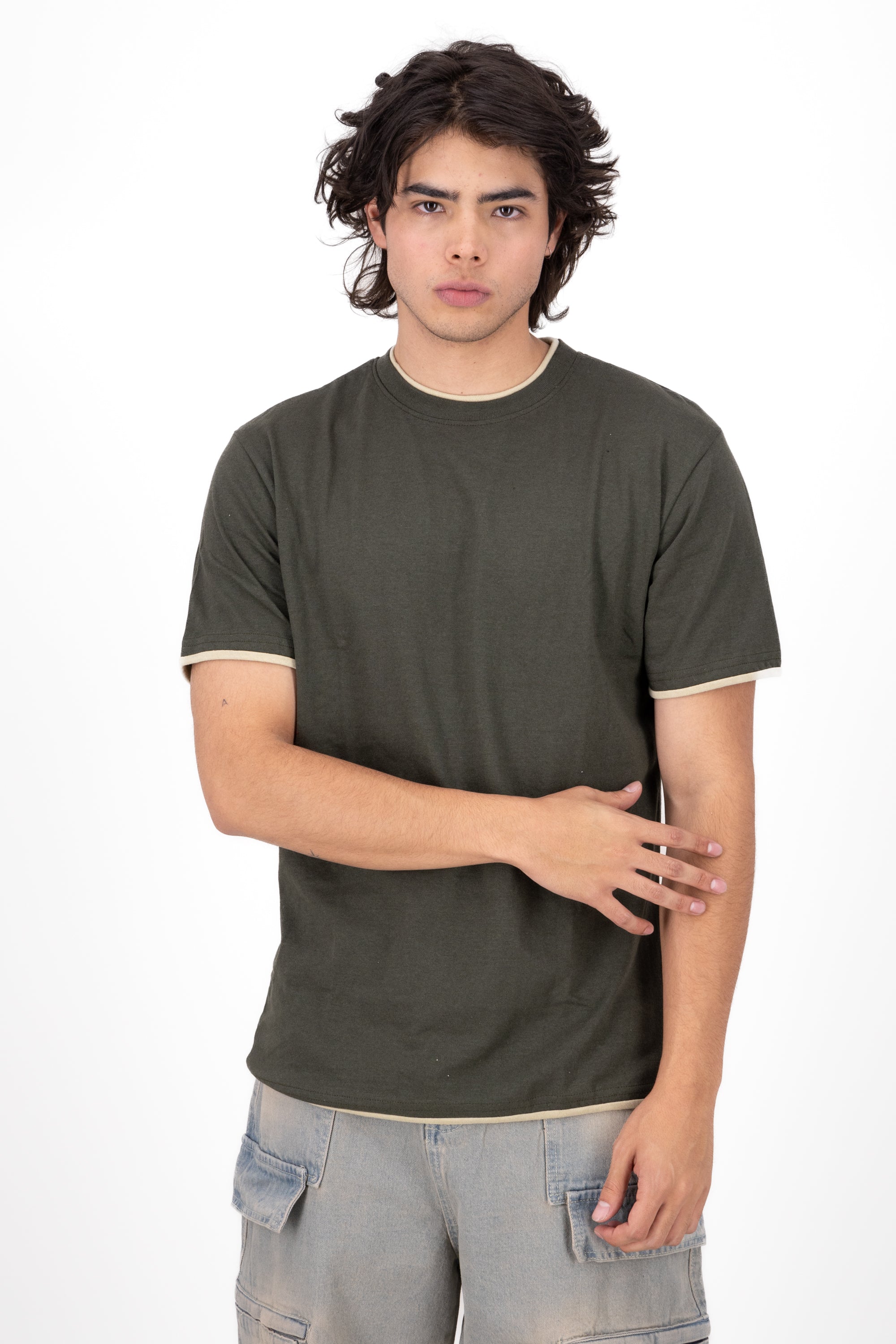 Basic Bicolor shirt OLIVE