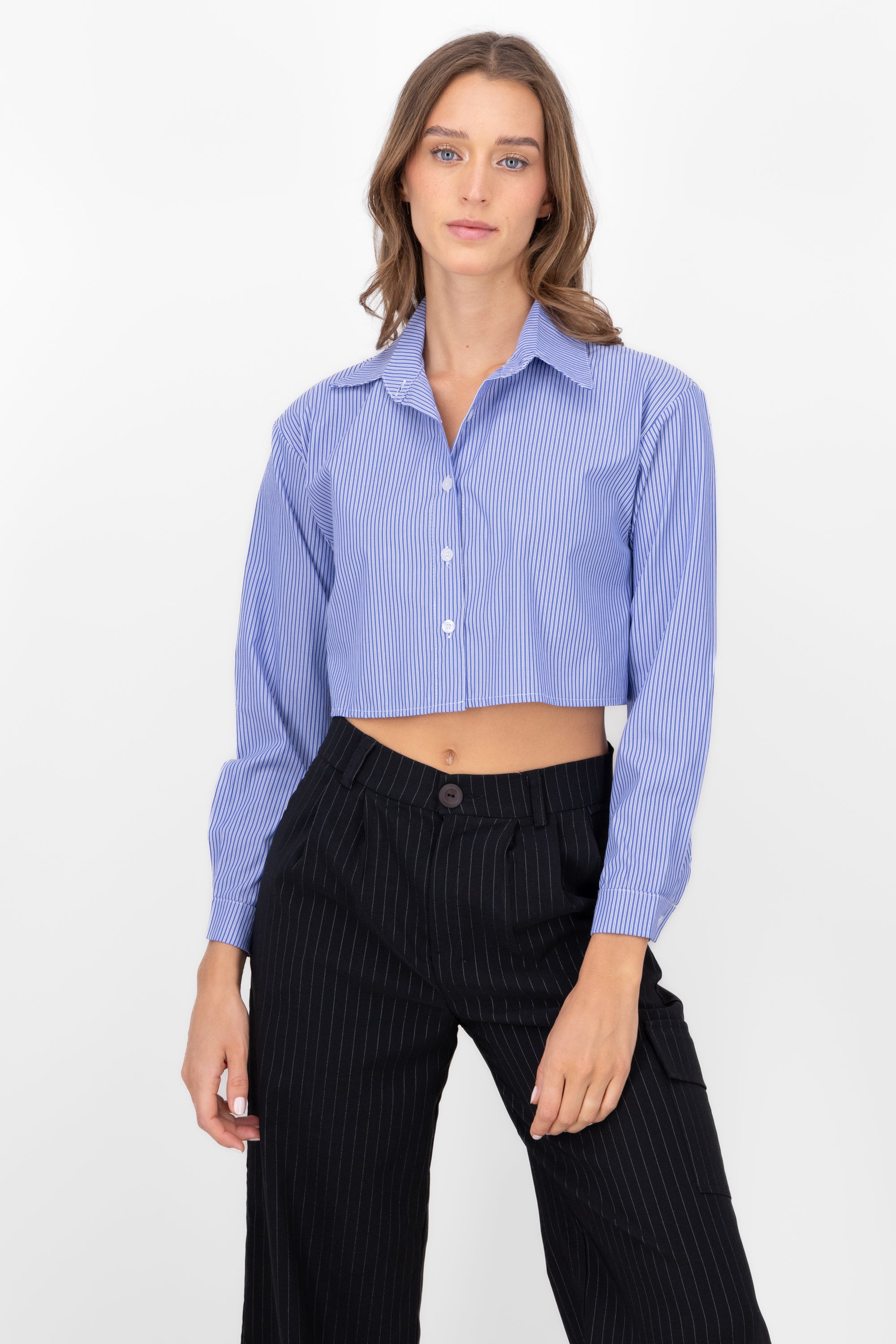 Rayas Crop Shirt Combo blue