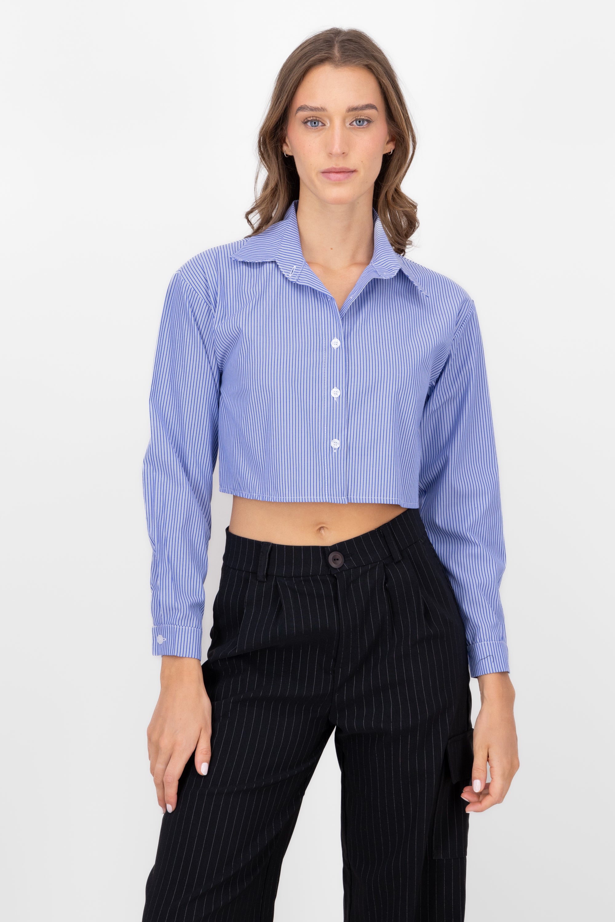 Rayas Crop Shirt Combo blue