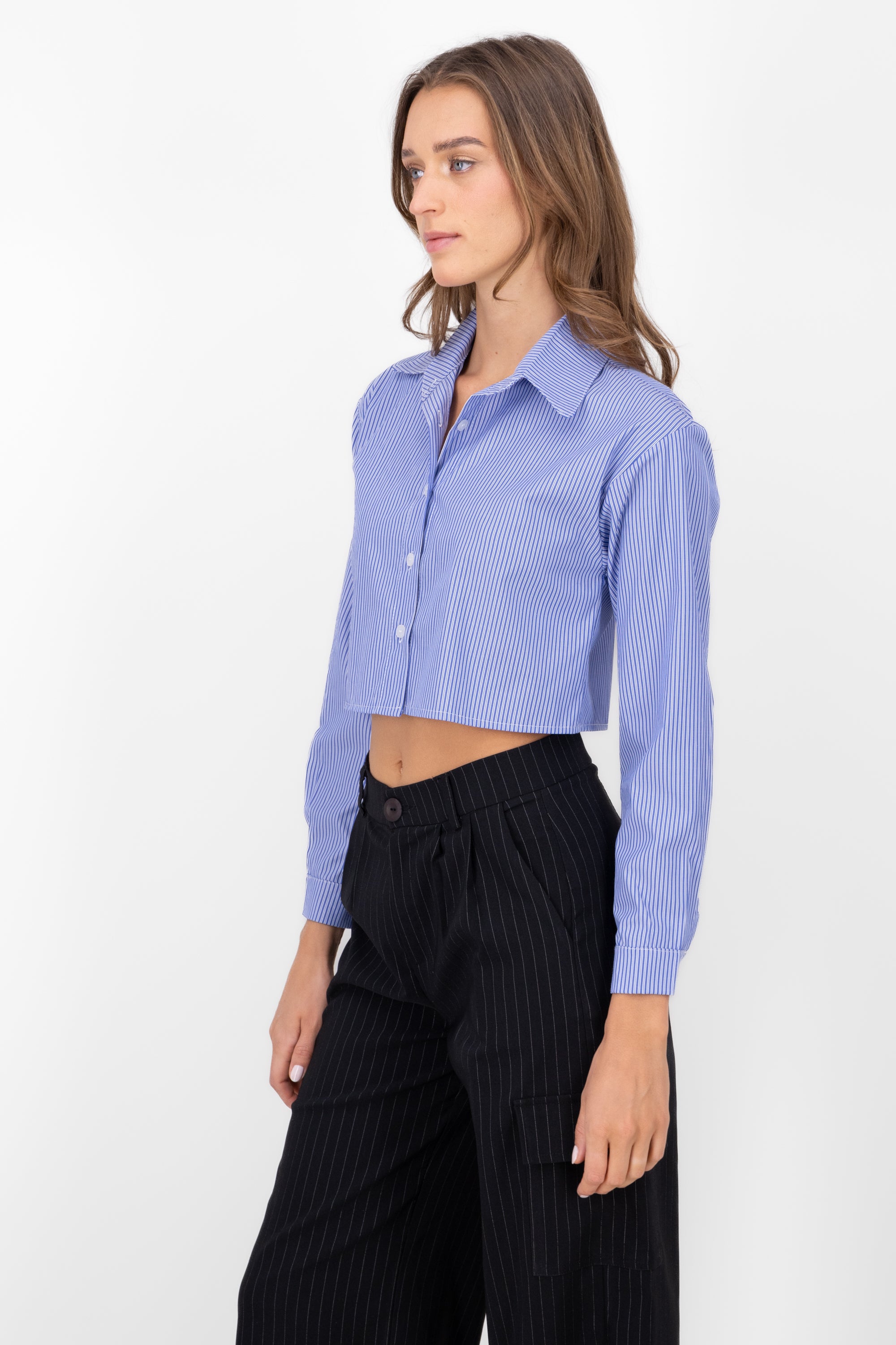 Rayas Crop Shirt Combo blue