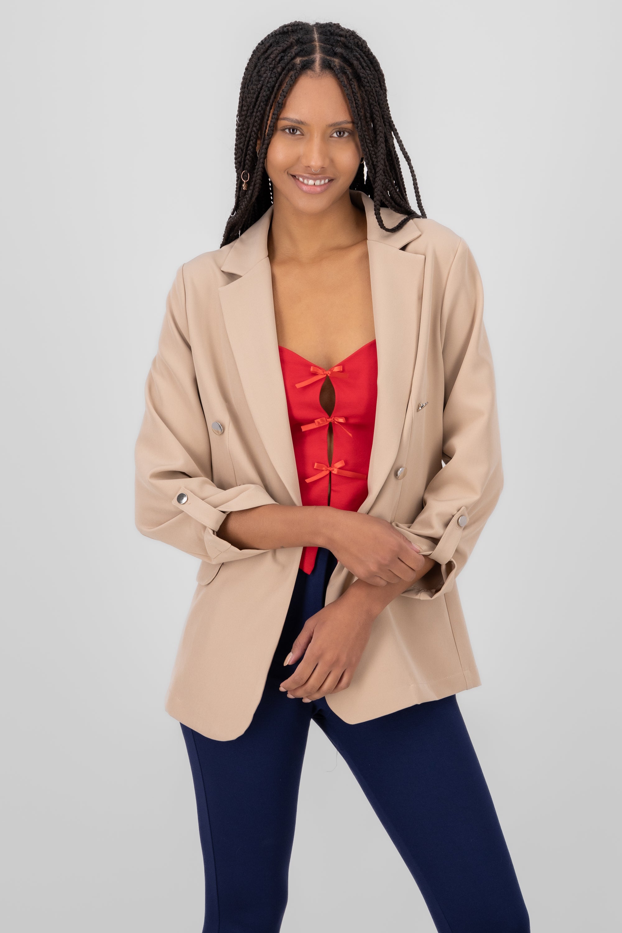 Blazer Oversize Largo Detalle Mangas BEIGE