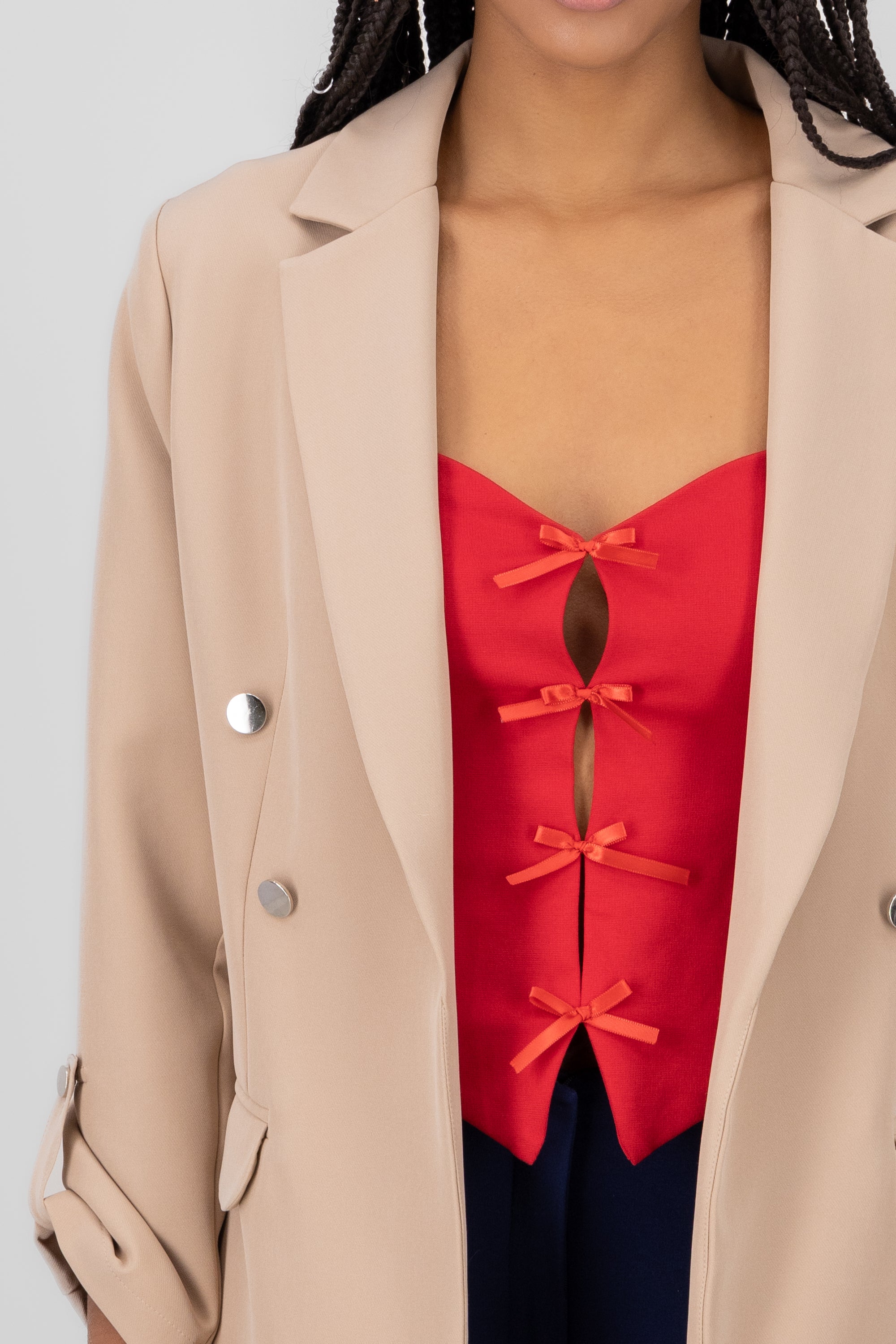 Blazer Oversize Largo Detalle Mangas BEIGE