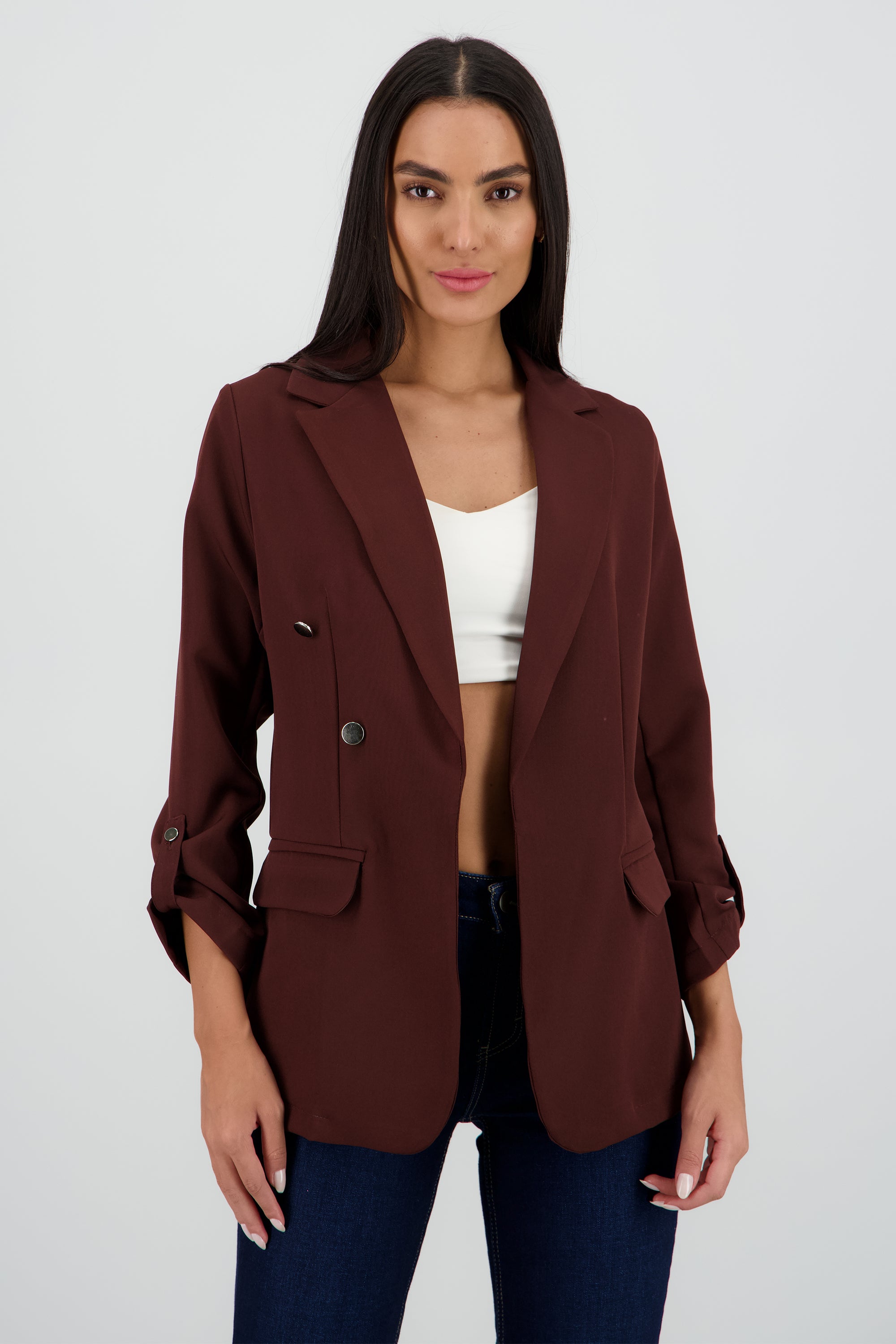 Blazer Oversize Largo Detalle Mangas CAFE