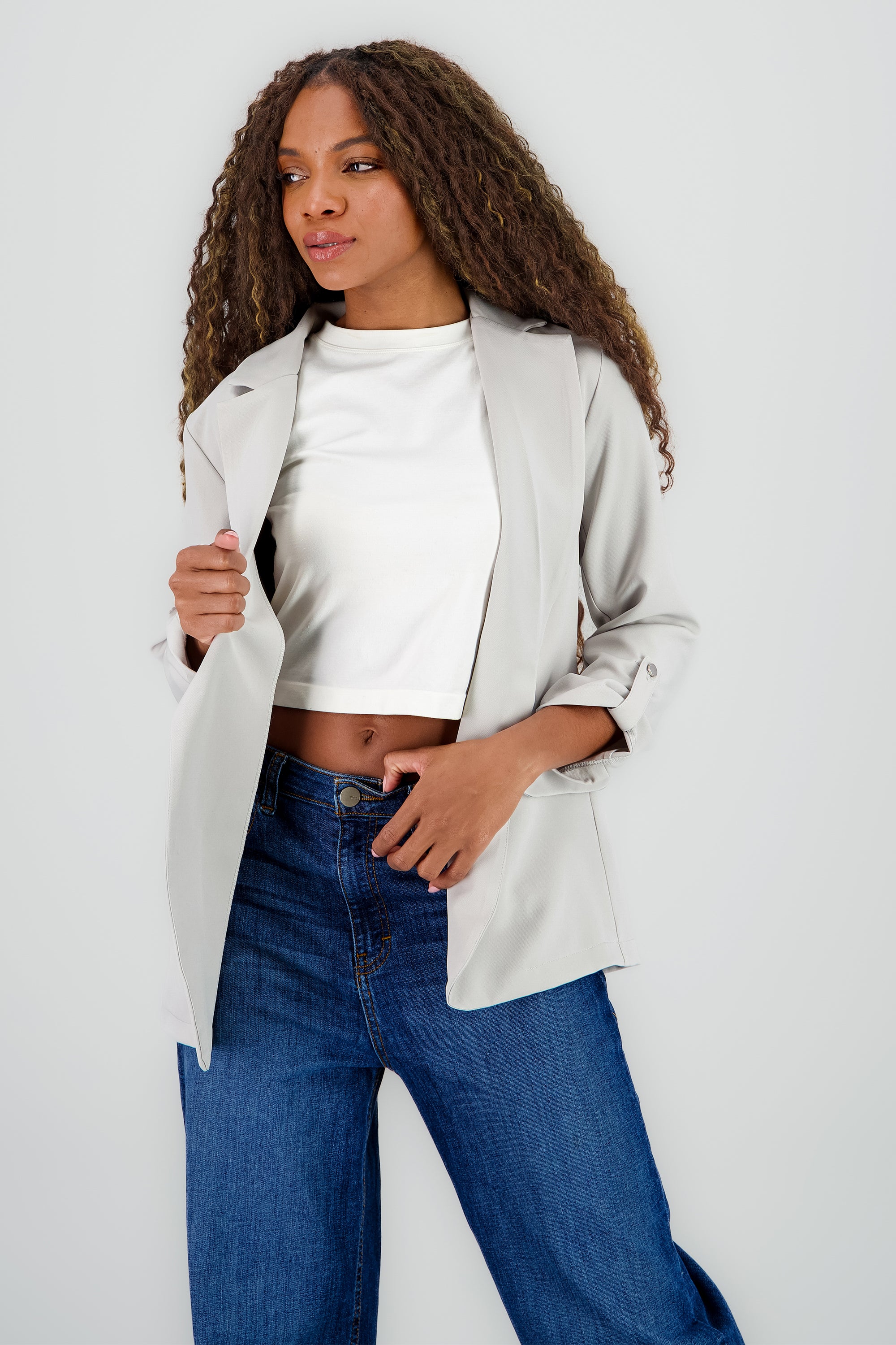 Blazer Oversize Largo Detalle Mangas GREIGE