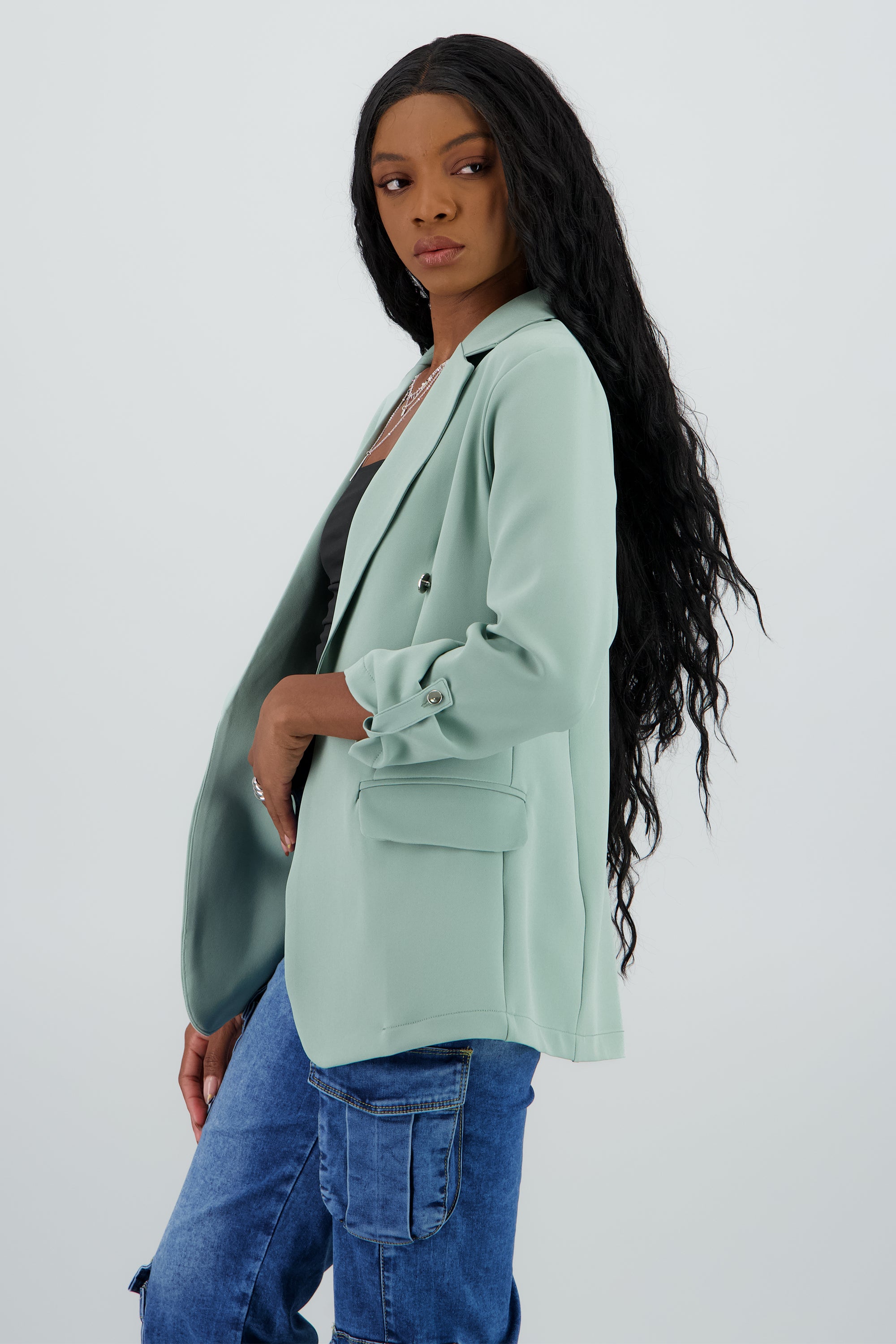 Blazer Oversize Largo Detalle Mangas SAGE