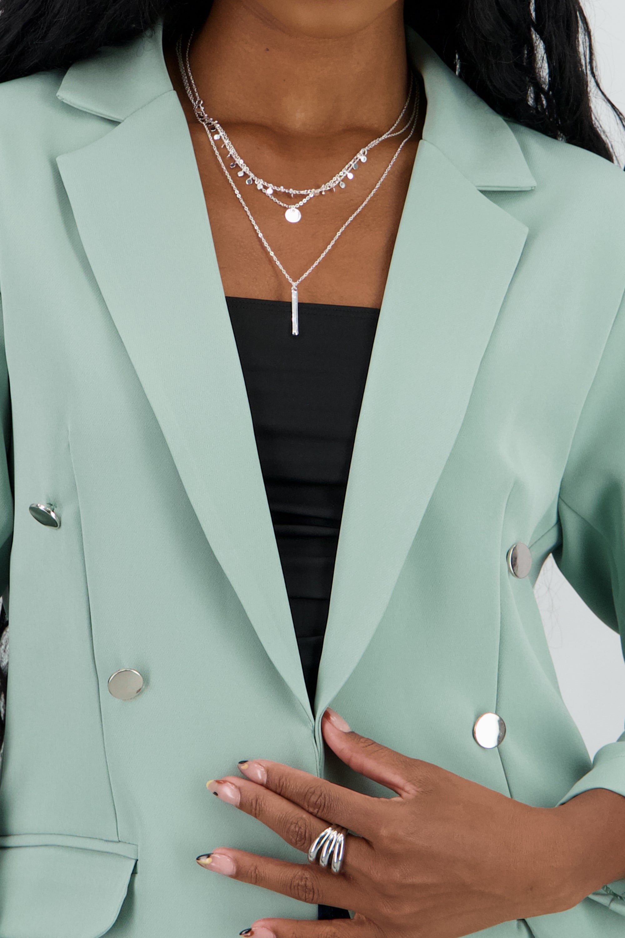 Blazer Oversize Largo Detalle Mangas SAGE