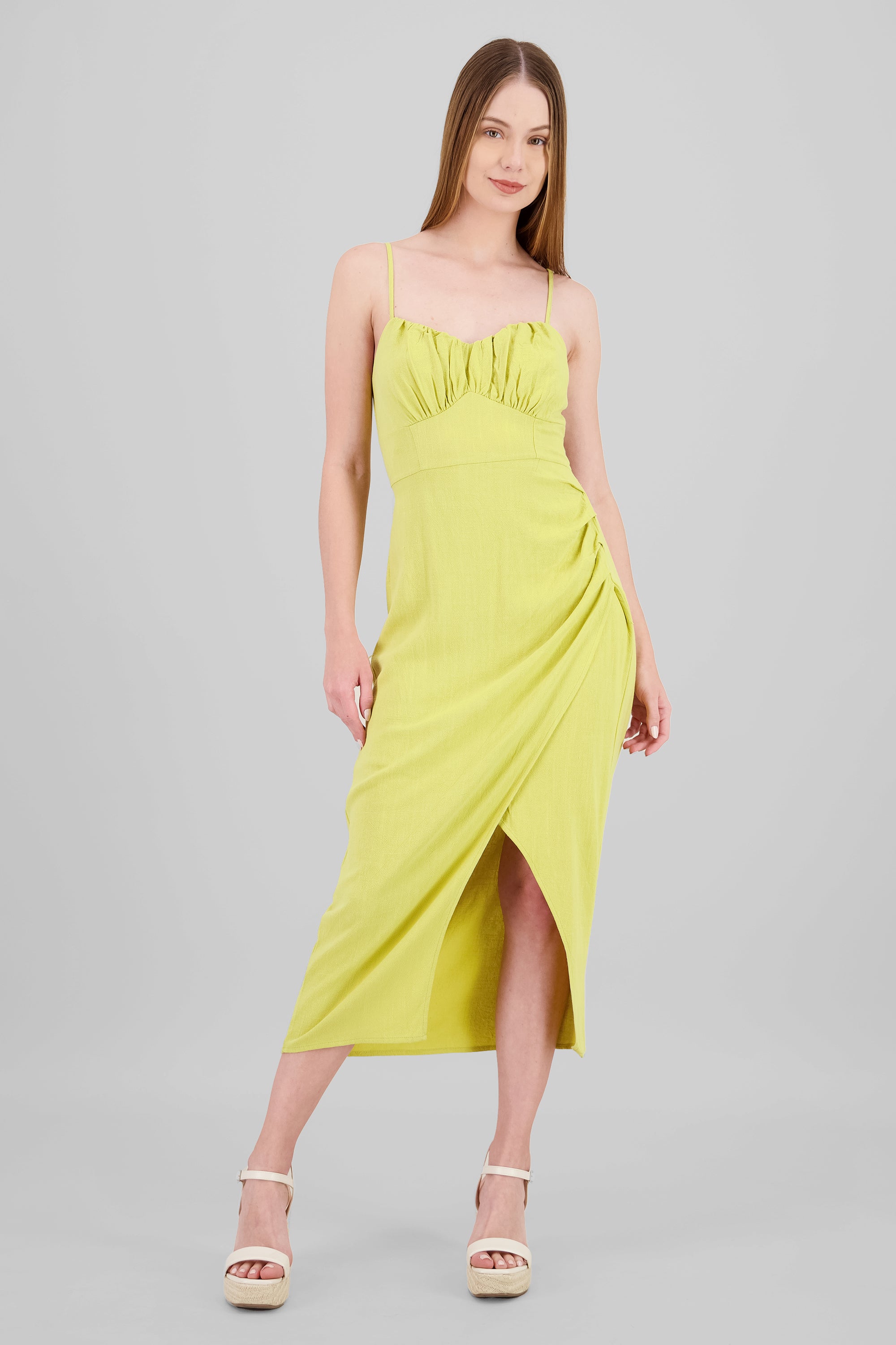 Vestido maxi abertura pierna VERDE LIMA
