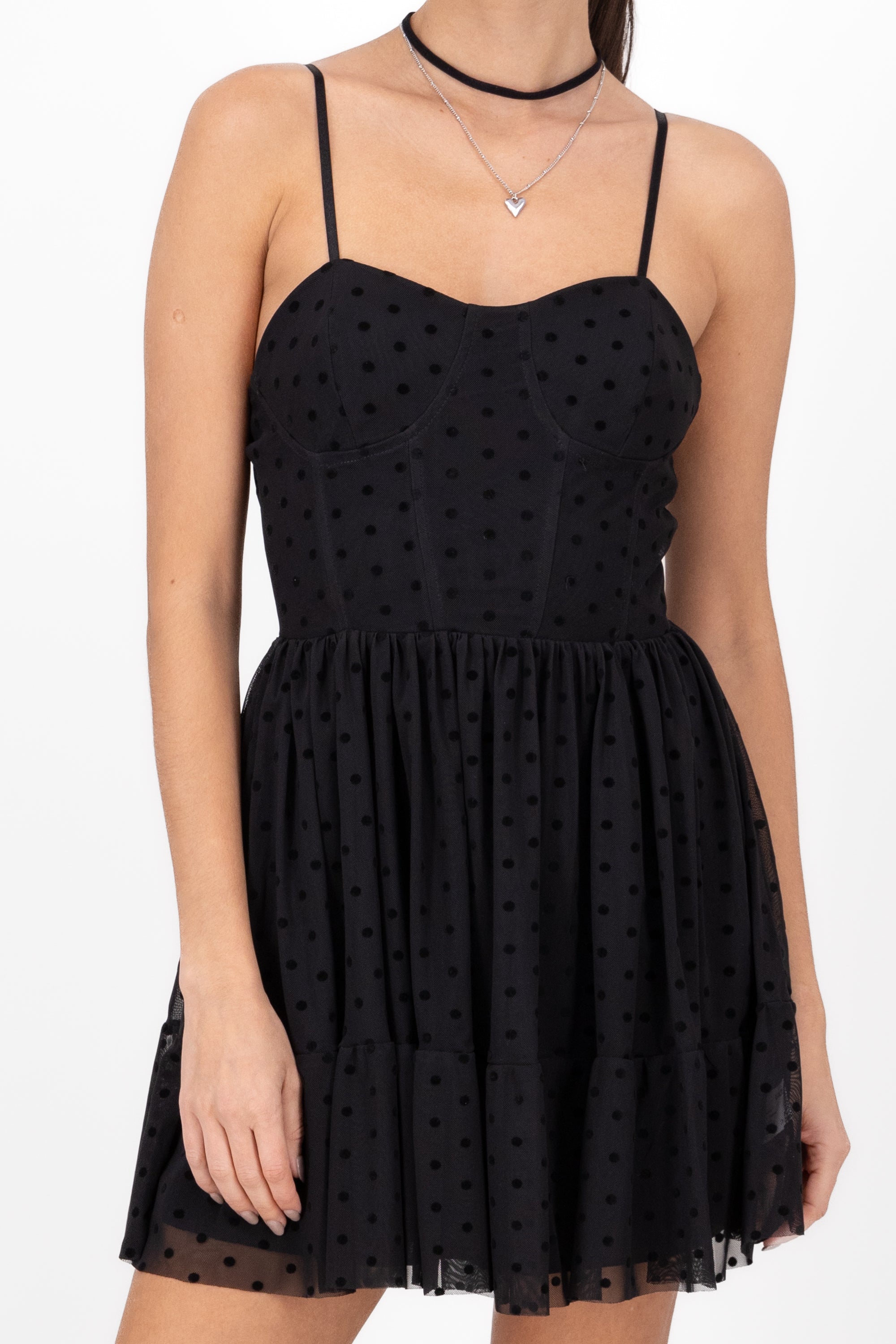 Vestido Midi Flock Tirantes NEGRO