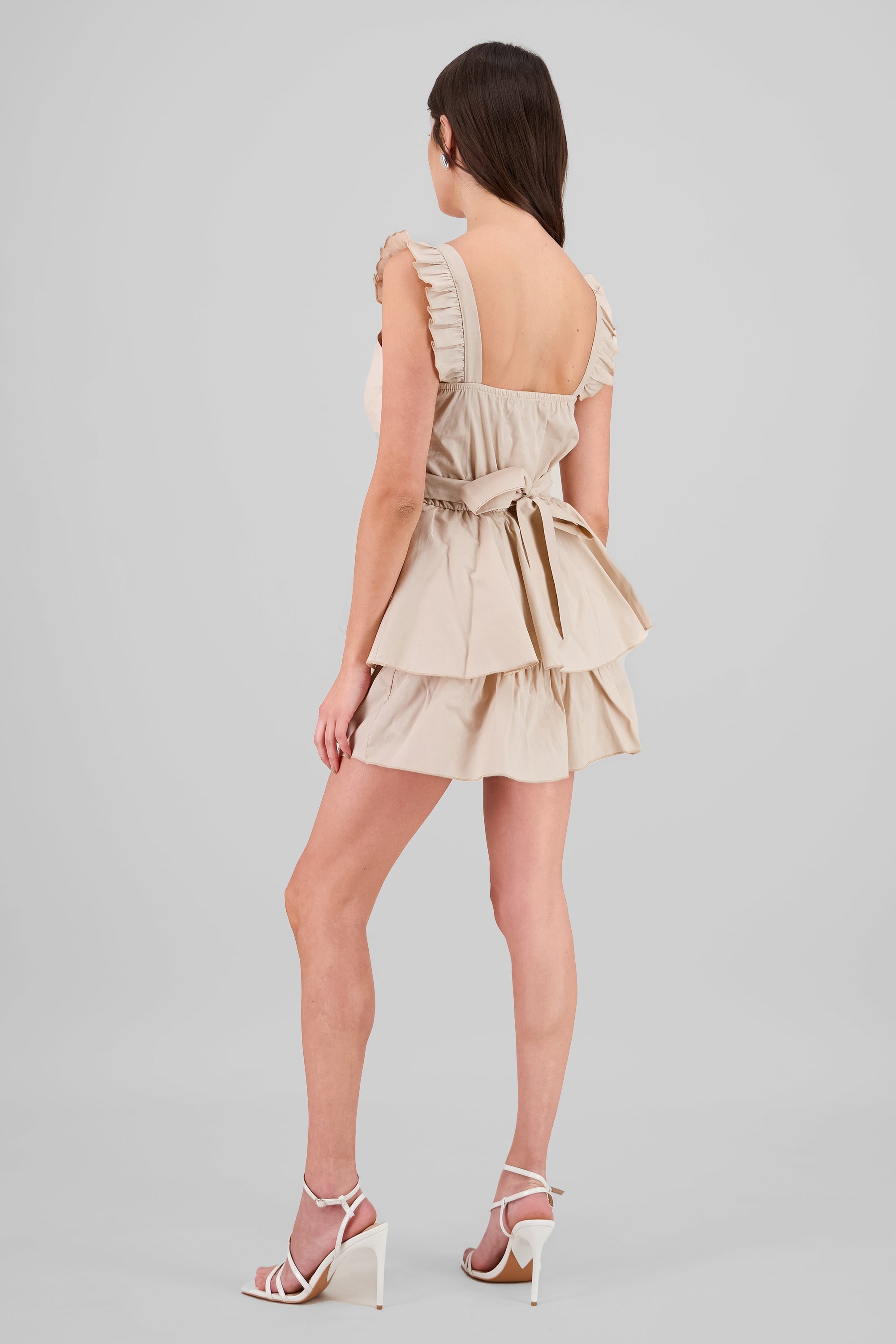 Vestido Tirantes Detalle Olanes CREMA