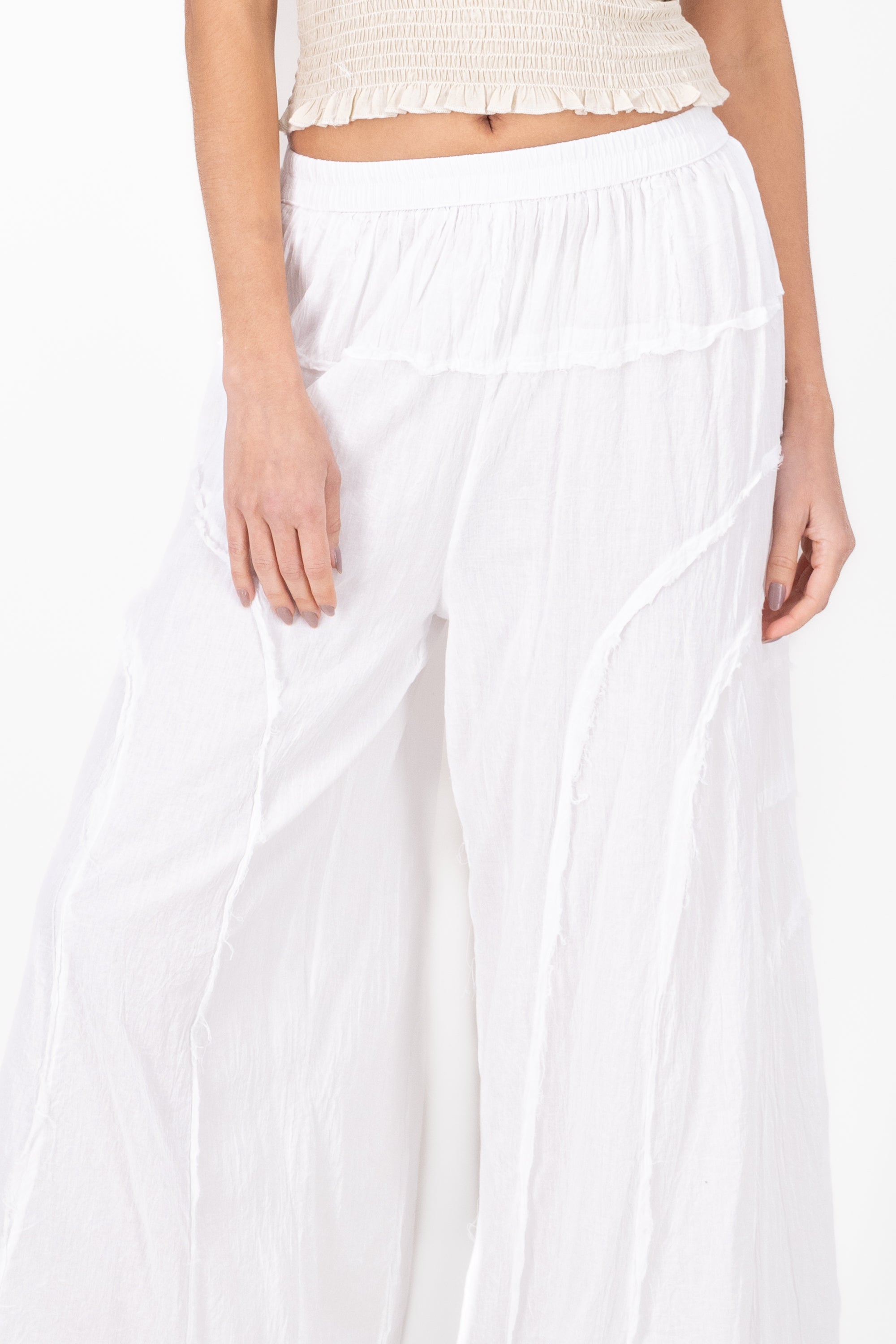 Pantalon amplio con costuras BLANCO