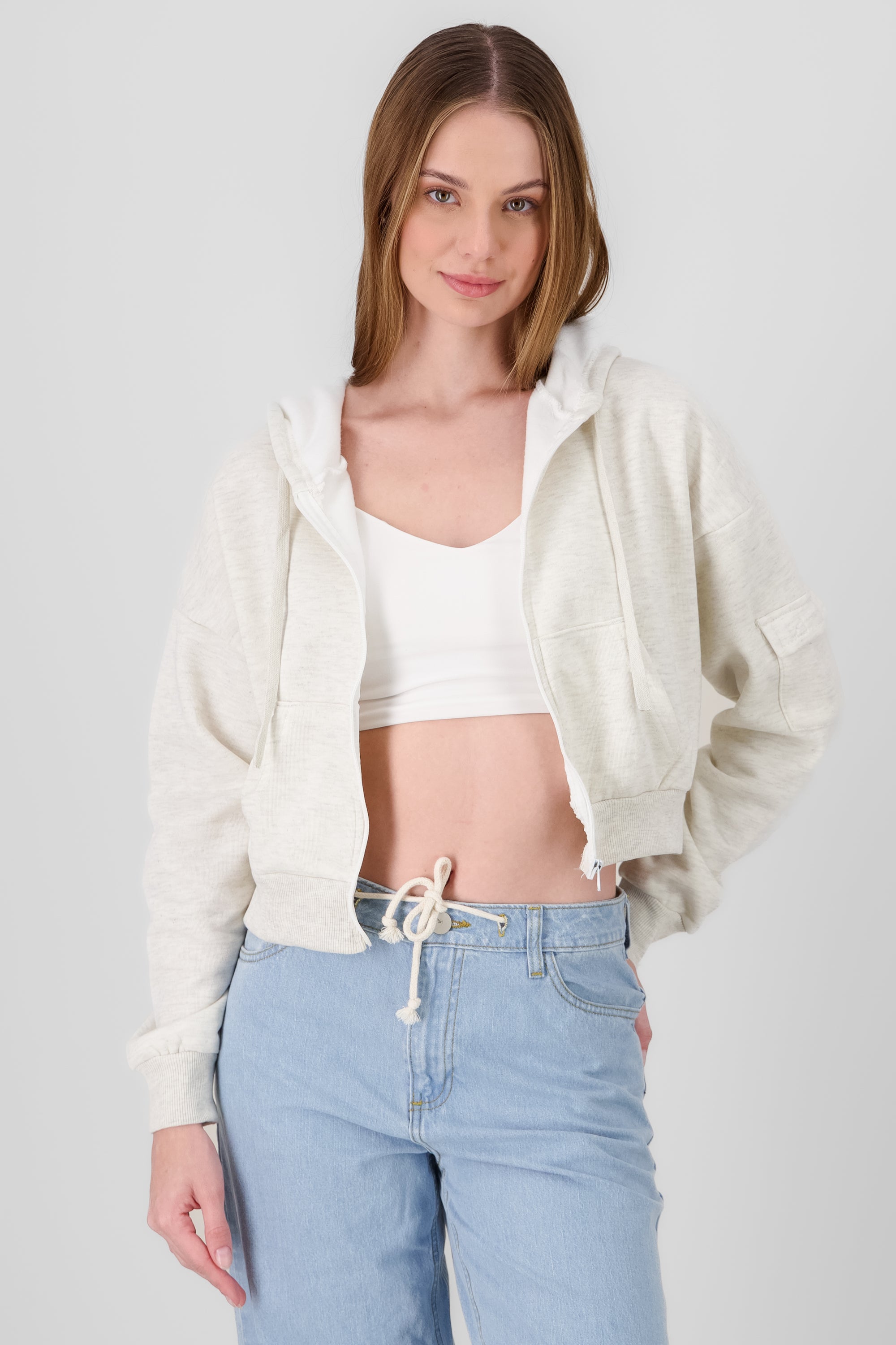 Sudadera cropped con bolsa cargo ARENA