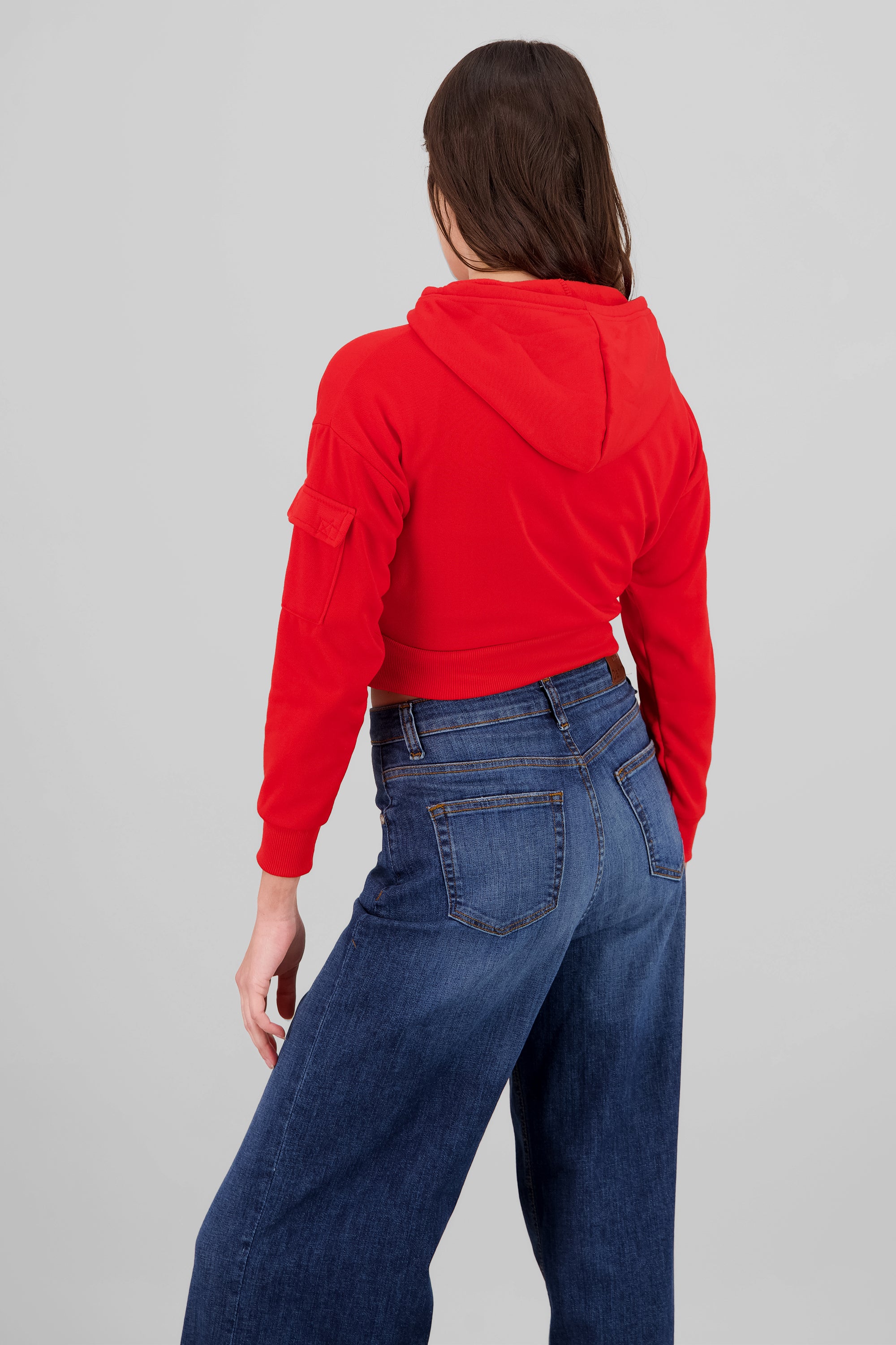 Sudadera cropped con bolsa cargo ROJO