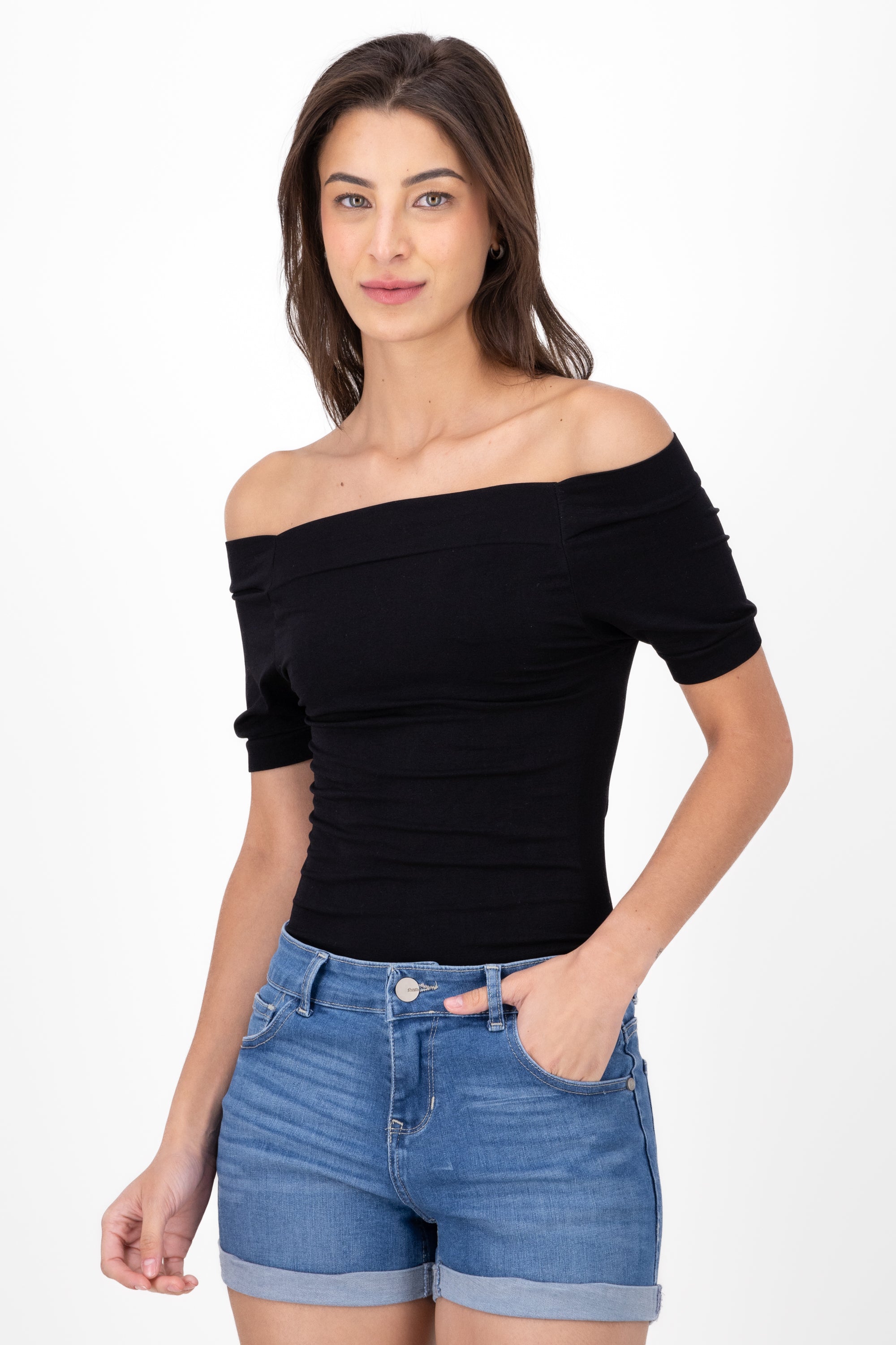 Bodysuit Liso Hombros Descubiertos NEGRO