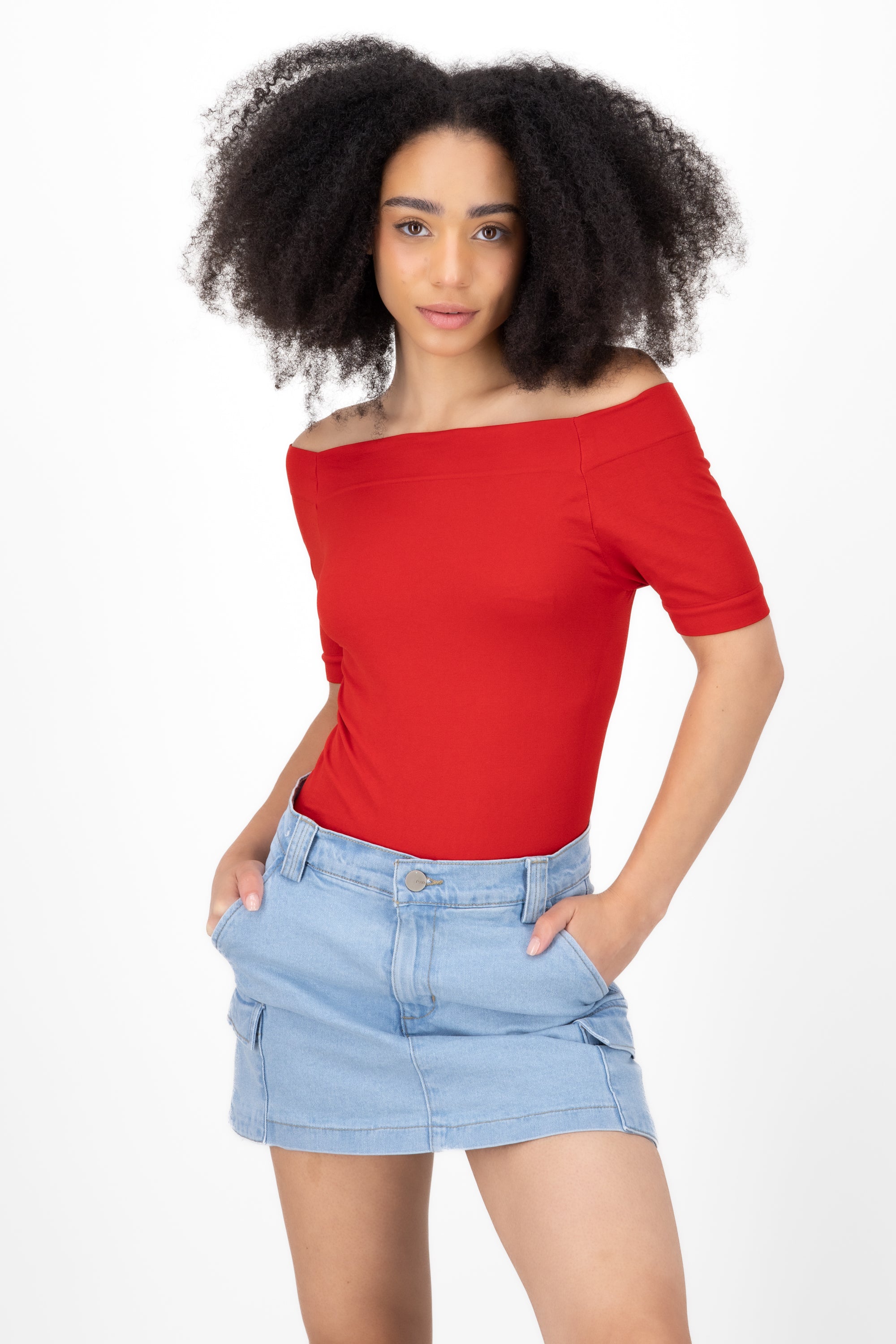 Bodysuit Liso Hombros Descubiertos ROJO