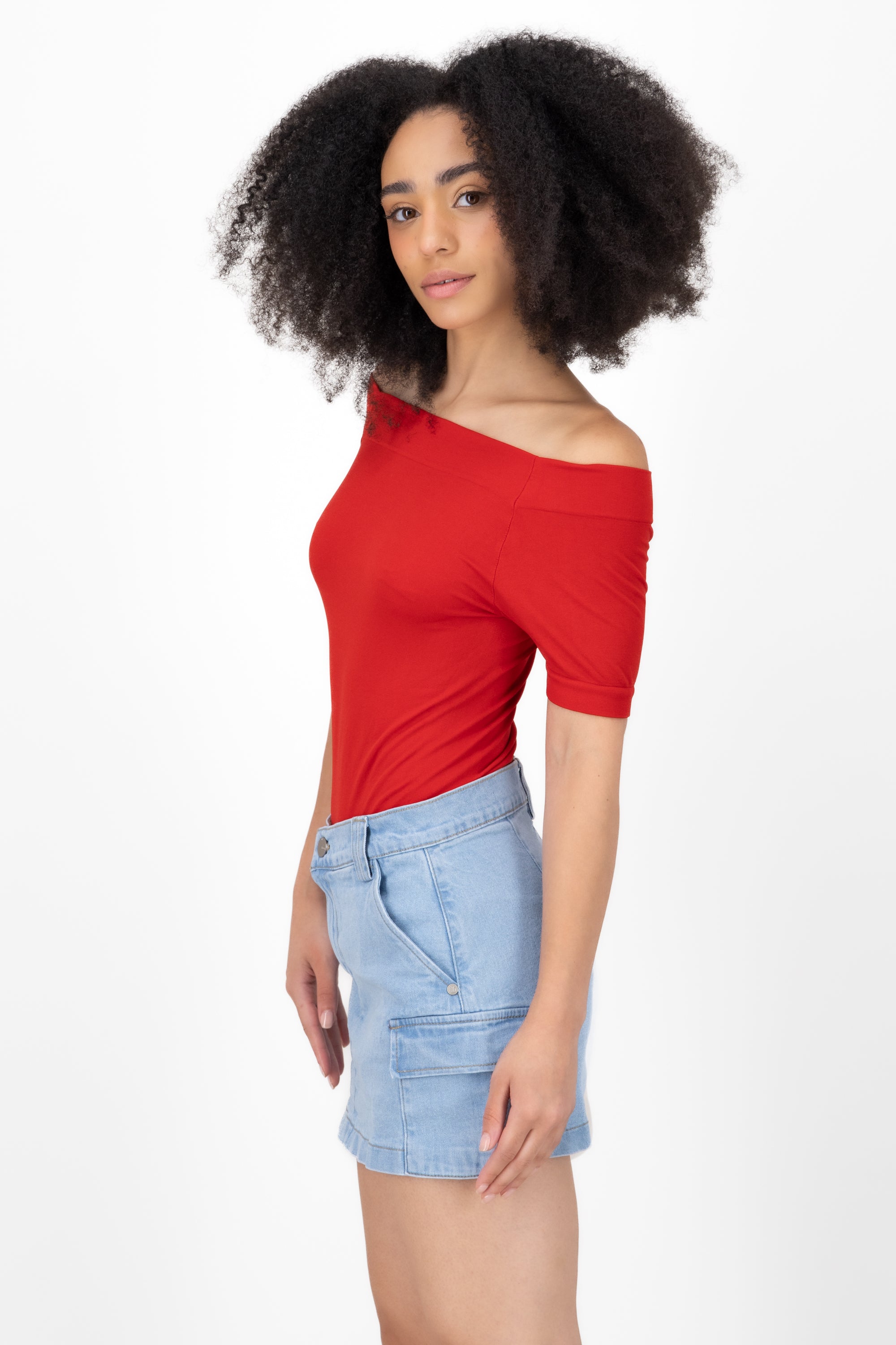 Bodysuit Liso Hombros Descubiertos ROJO