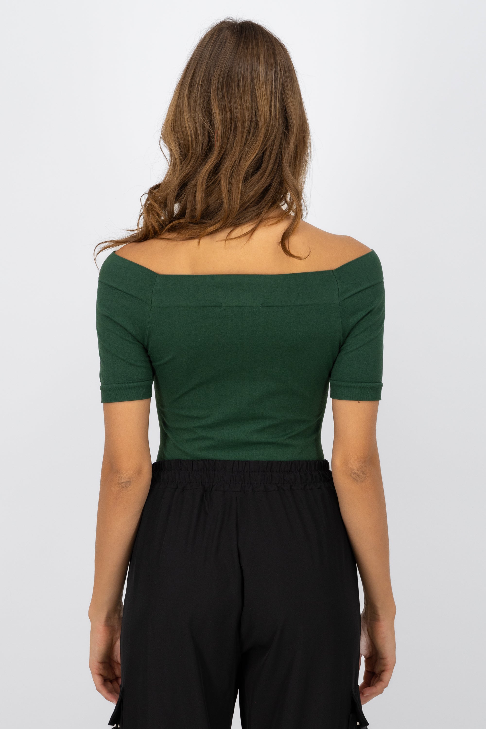 Bodysuit Liso Hombros Descubiertos VERDE CAZADOR