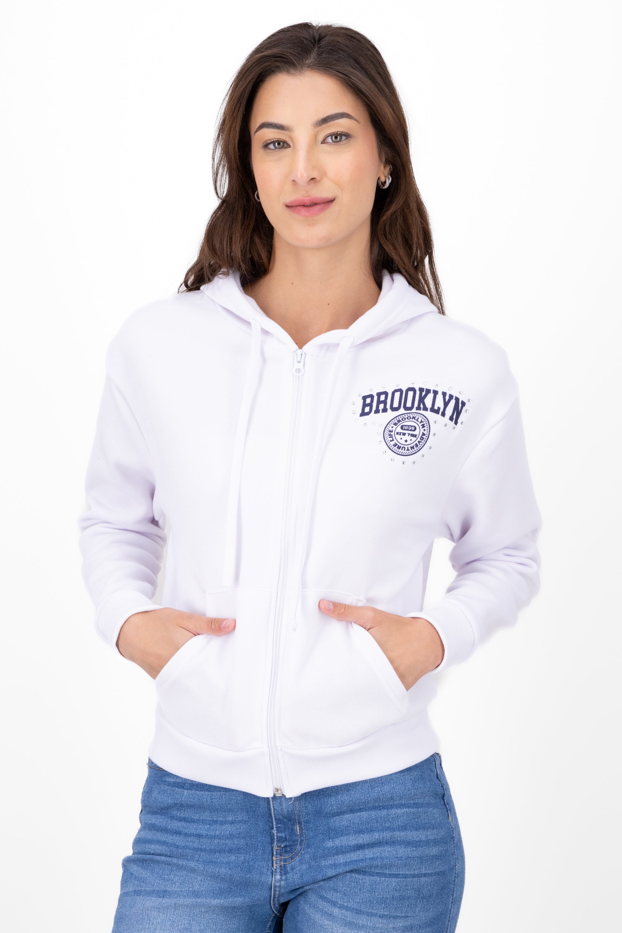 Brooklyn sweatshirt with shine White Combo