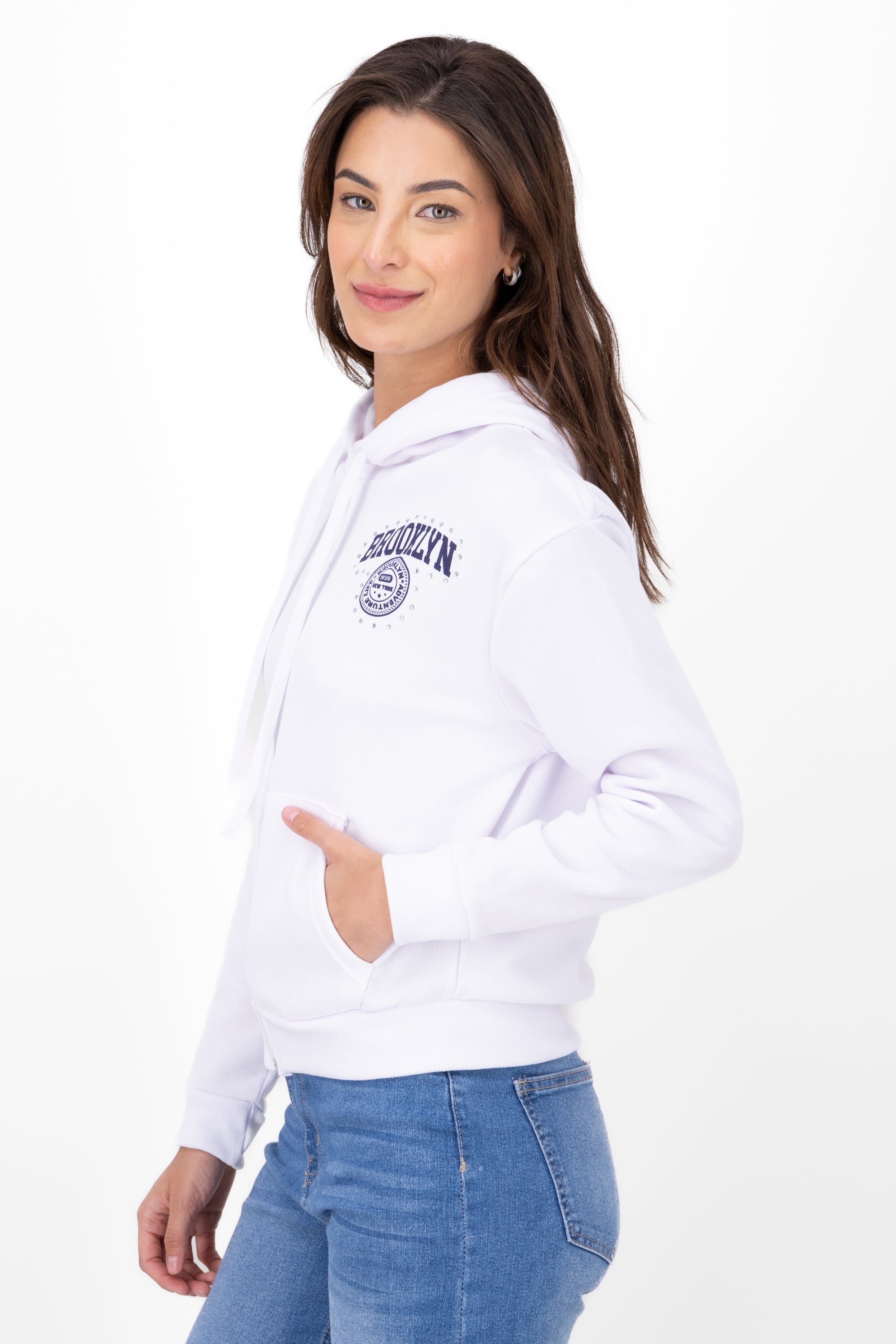 Brooklyn sweatshirt with shine White Combo